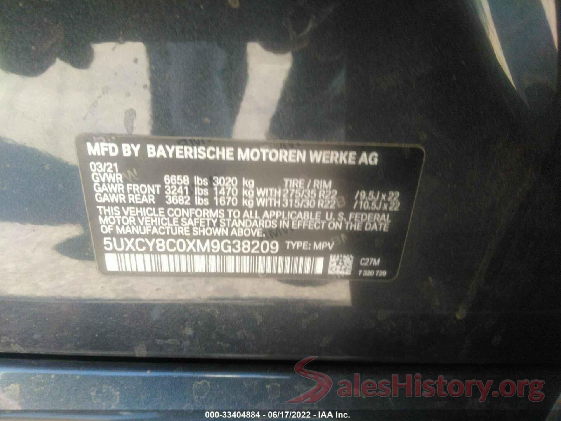 5UXCY8C0XM9G38209 2021 BMW X6