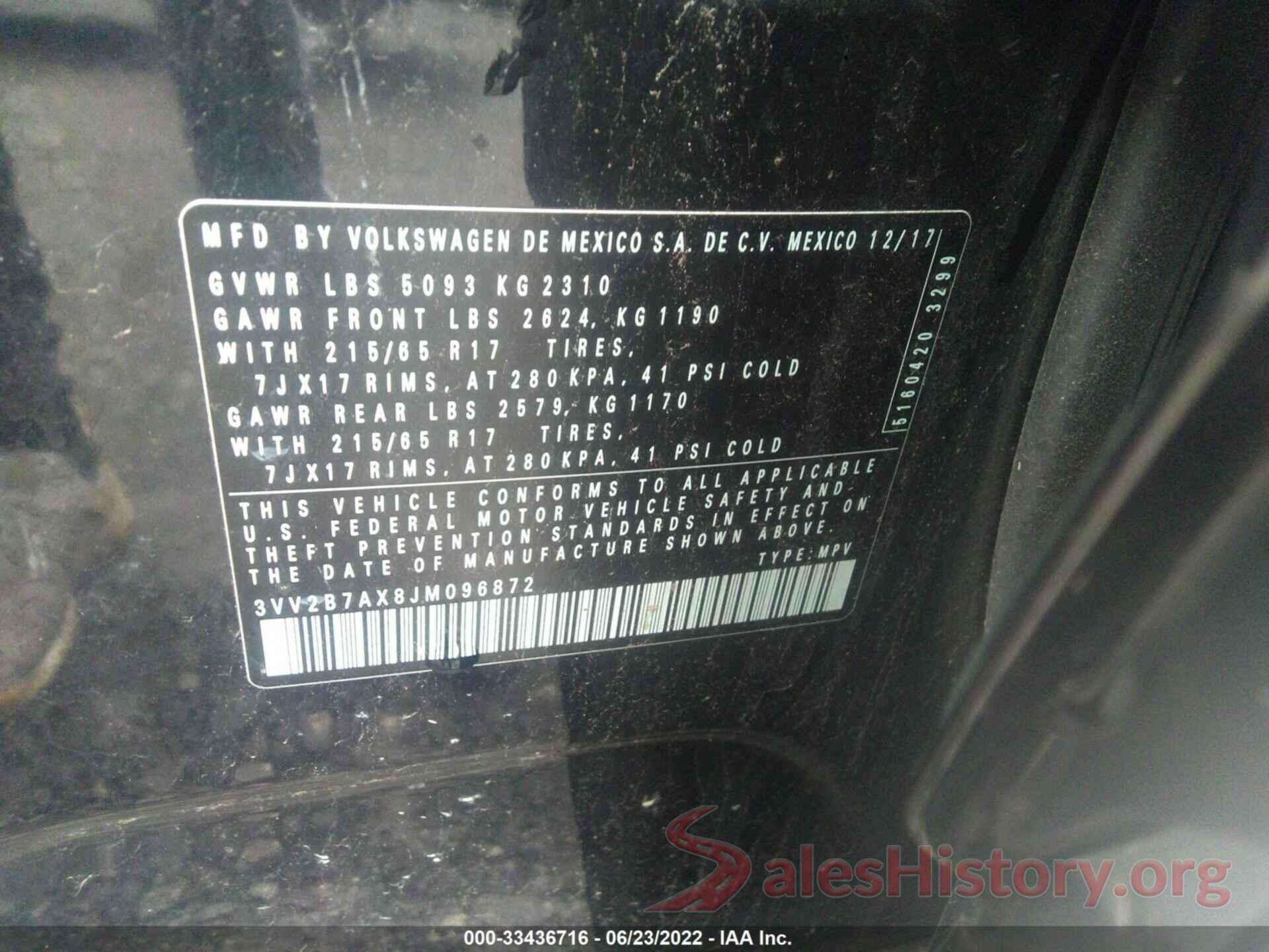 3VV2B7AX8JM096872 2018 VOLKSWAGEN TIGUAN