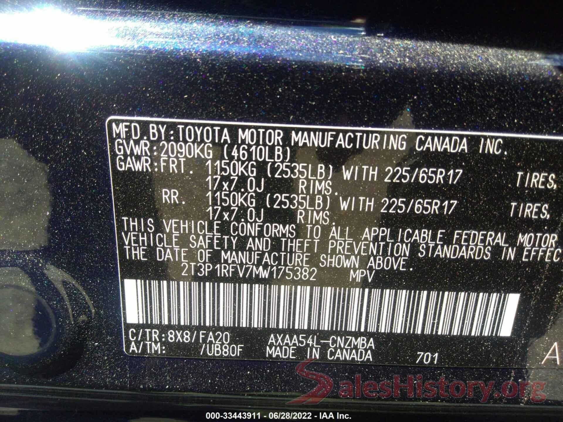 2T3P1RFV7MW175382 2021 TOYOTA RAV4