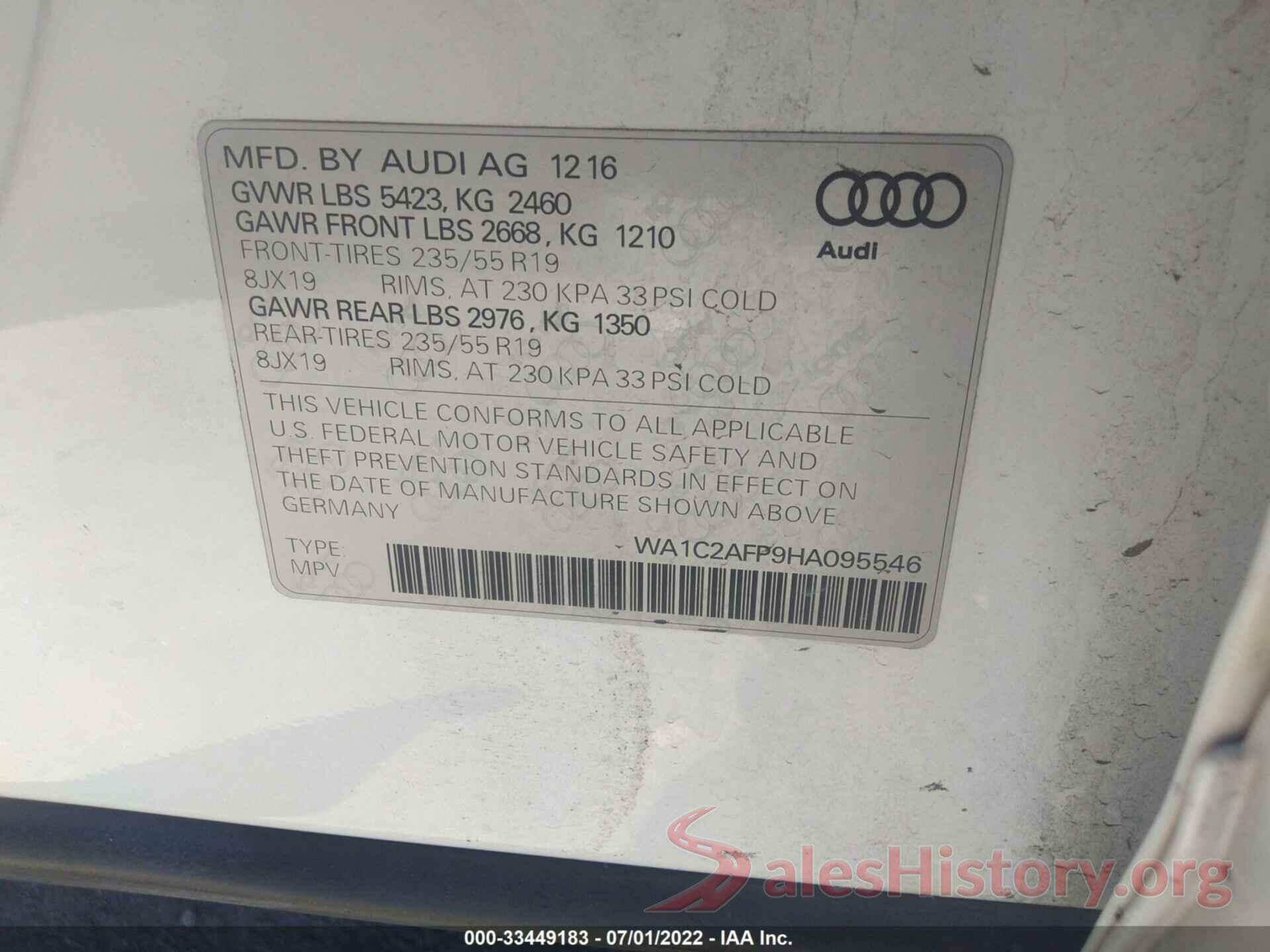 WA1C2AFP9HA095546 2017 AUDI Q5