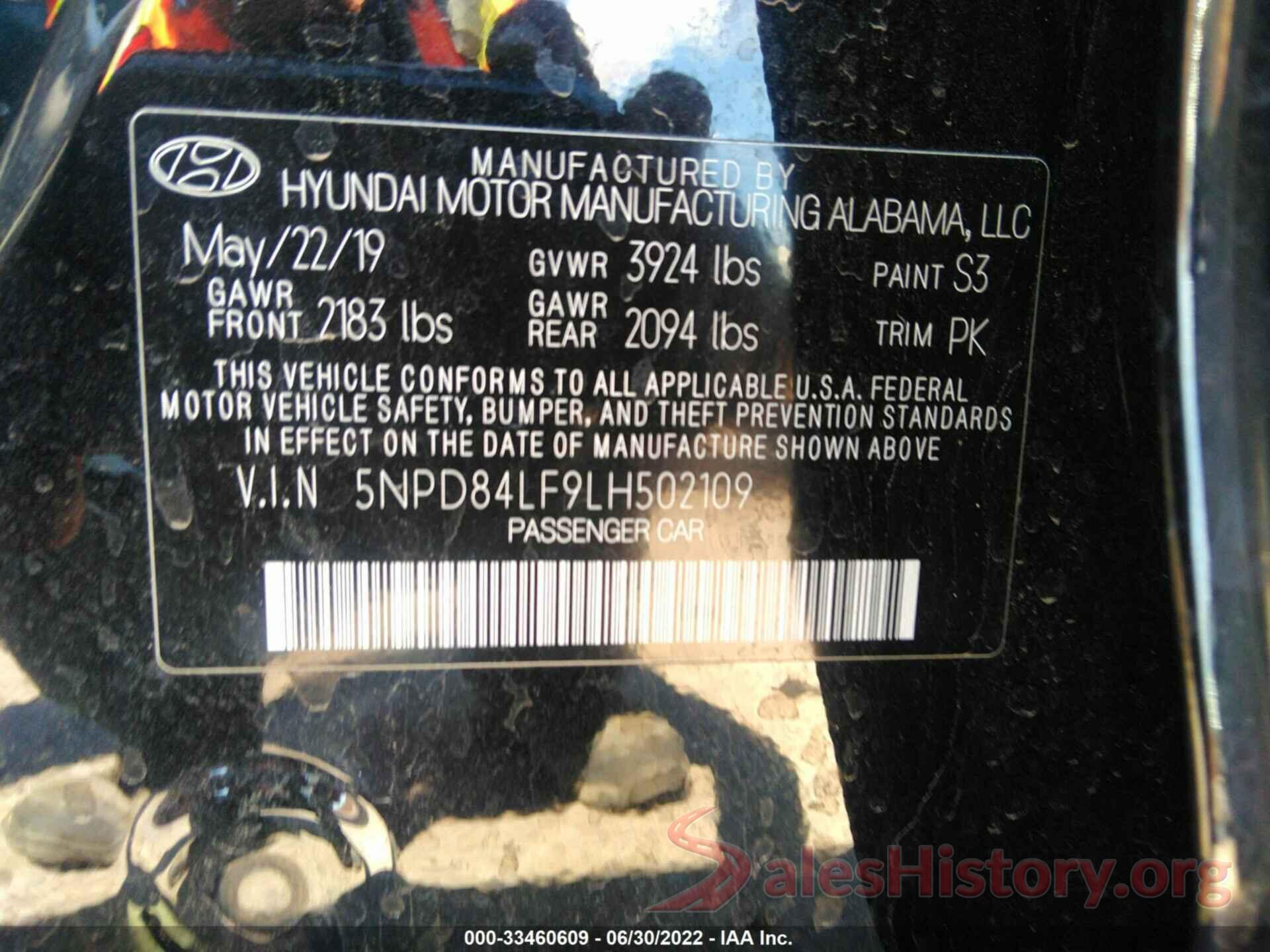 5NPD84LF9LH502109 2020 HYUNDAI ELANTRA