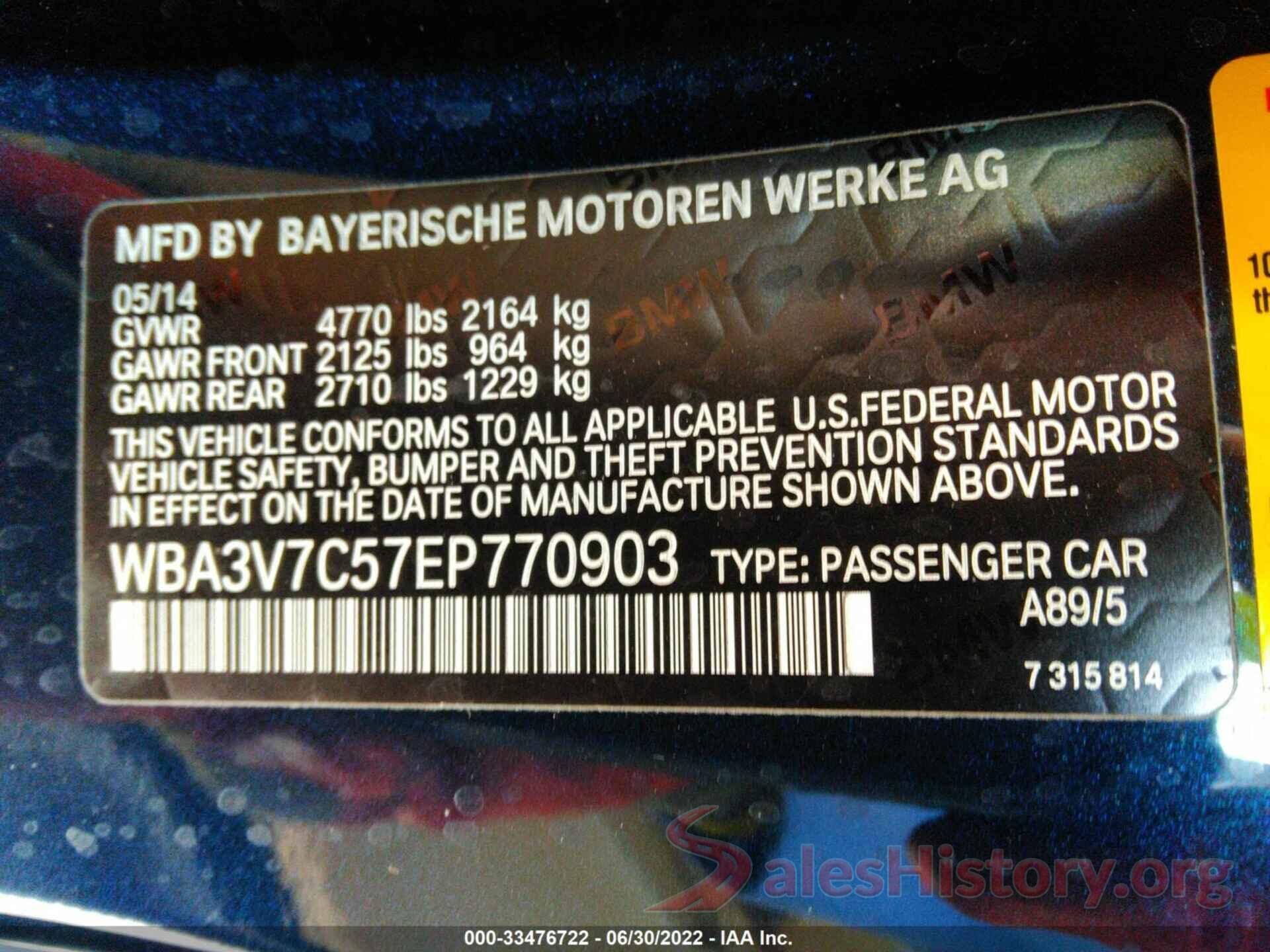 WBA3V7C57EP770903 2014 BMW 4 SERIES