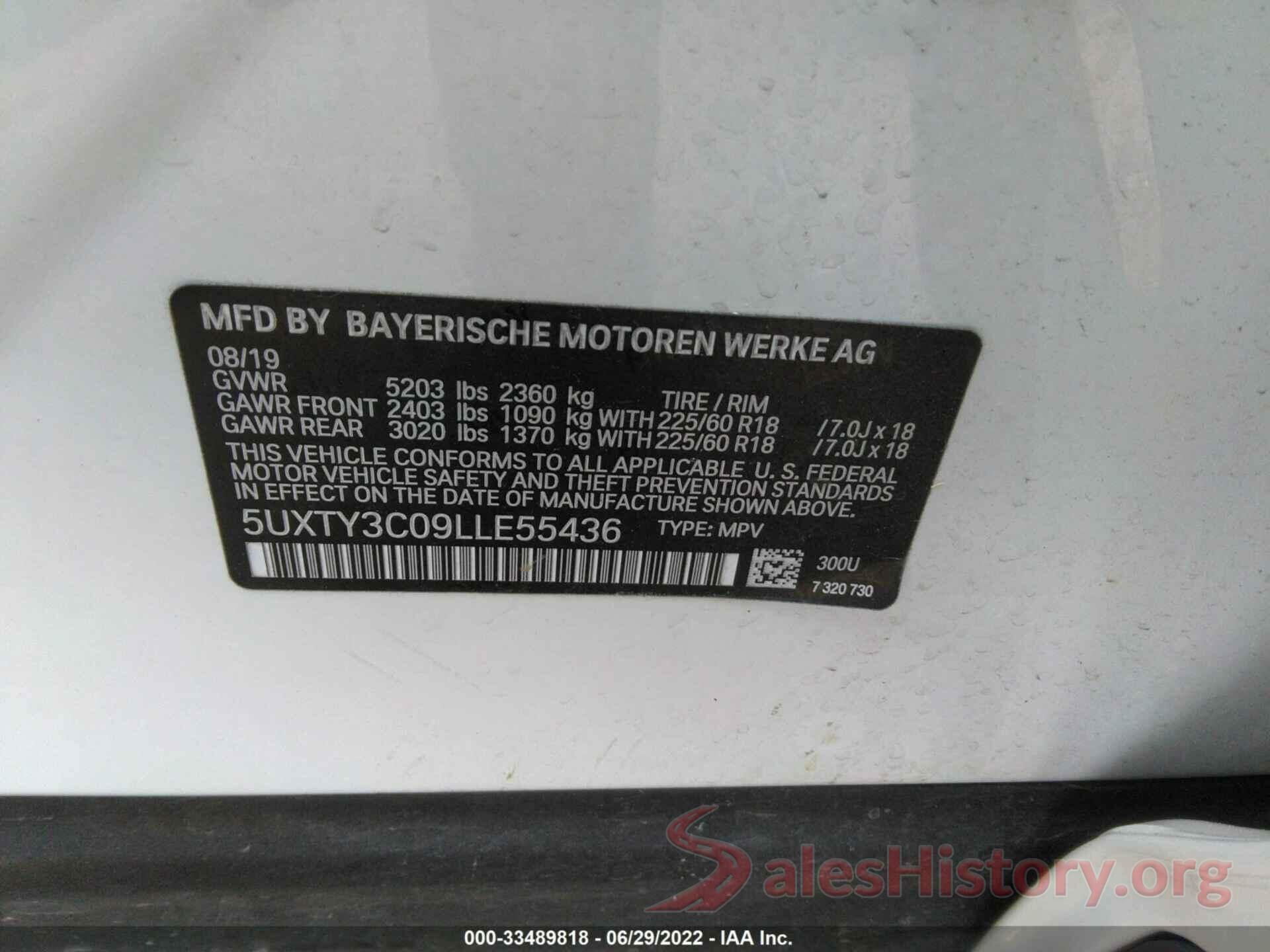 5UXTY3C09LLE55436 2020 BMW X3