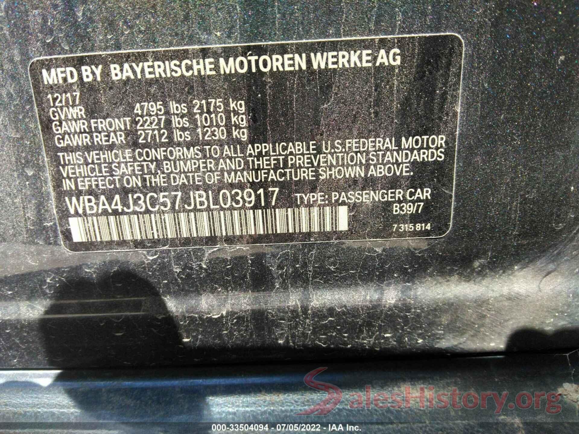 WBA4J3C57JBL03917 2018 BMW 4 SERIES