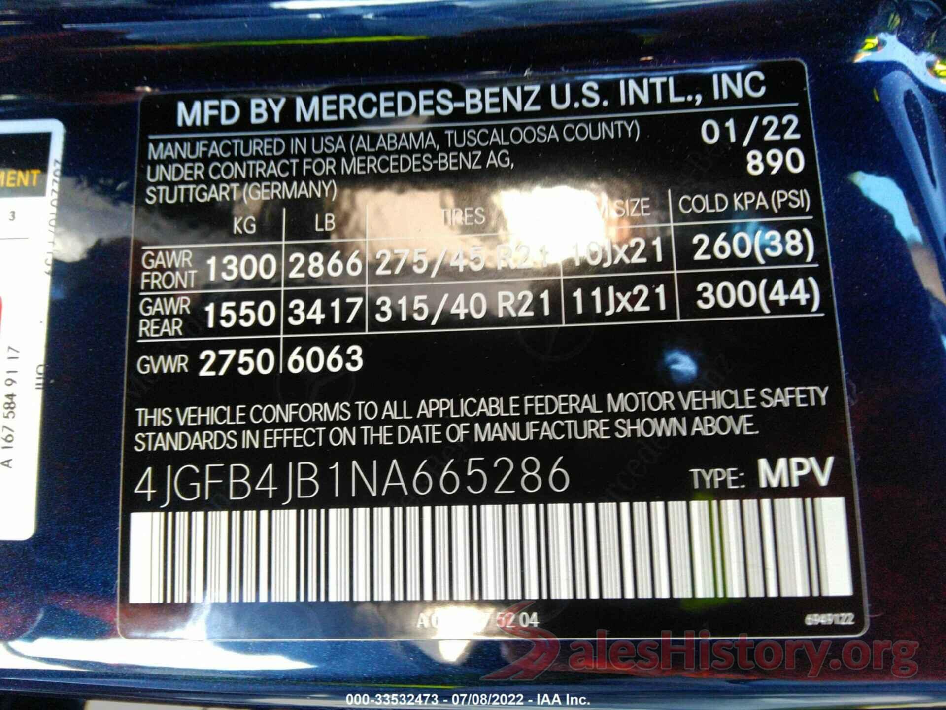 4JGFB4JB1NA665286 2022 MERCEDES-BENZ GLE