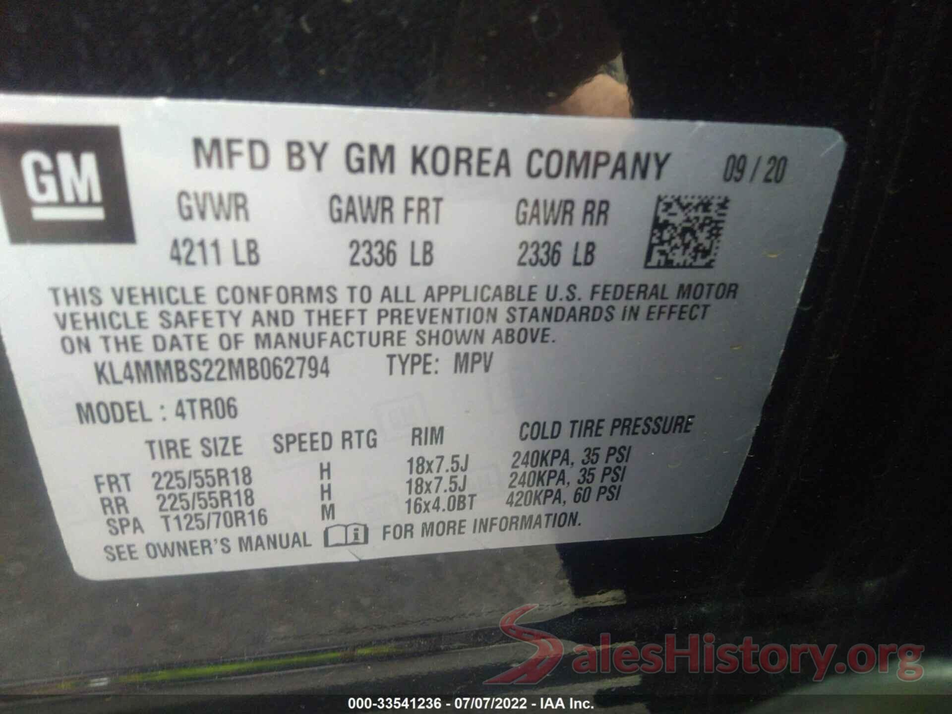 KL4MMBS22MB062794 2021 BUICK ENCORE GX