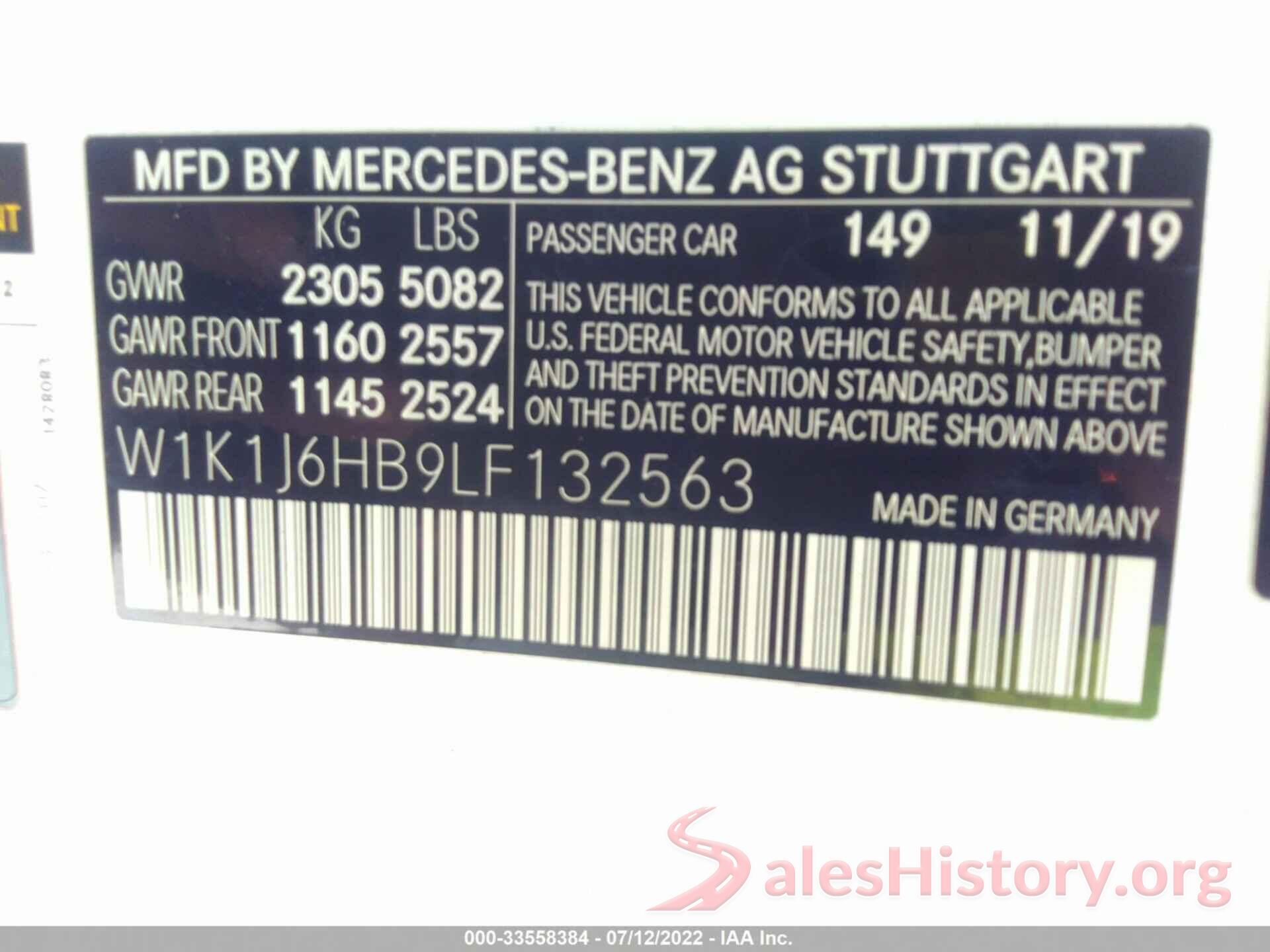 W1K1J6HB9LF132563 2020 MERCEDES-BENZ E-CLASS