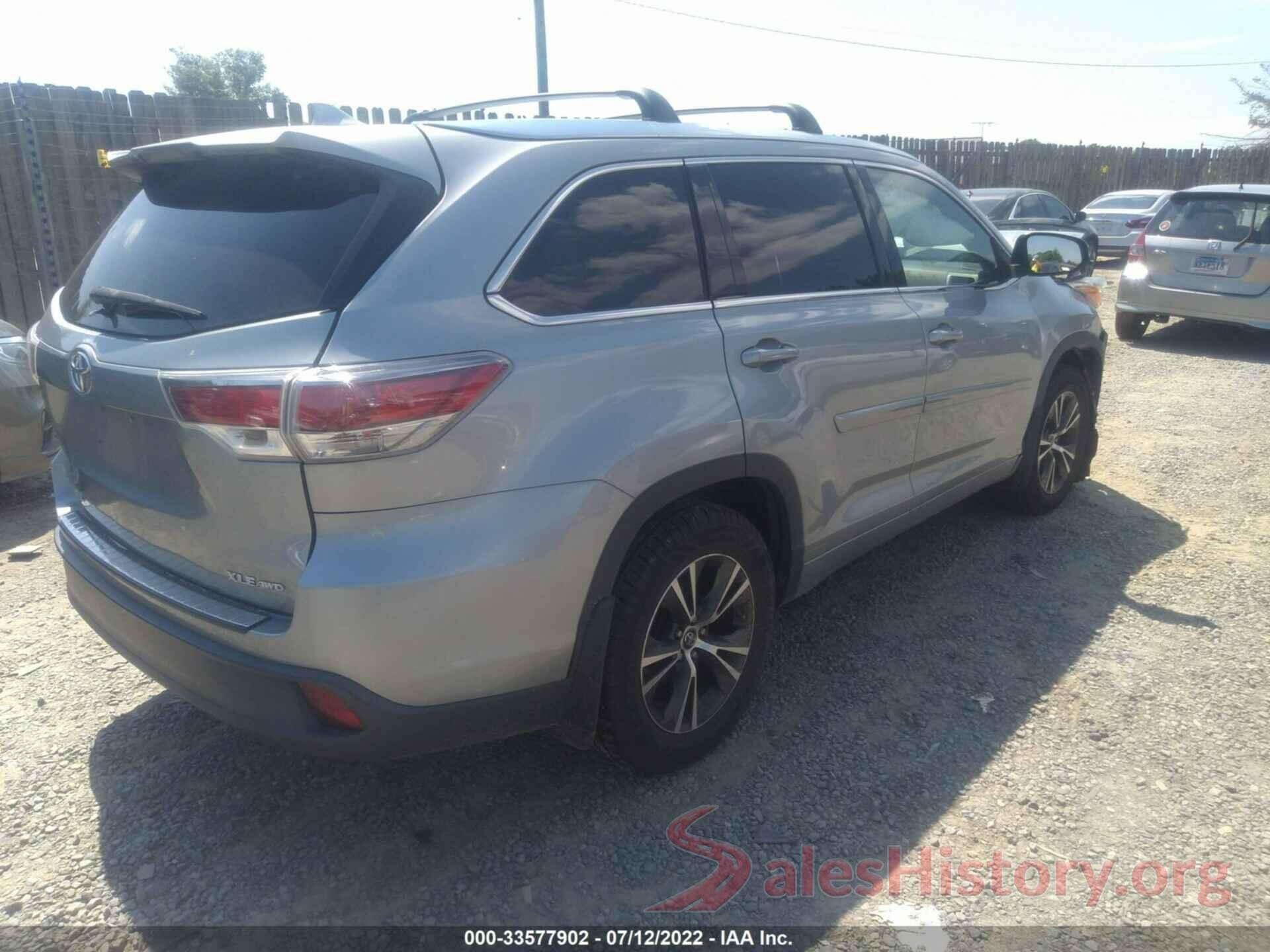 5TDJKRFH6GS326862 2016 TOYOTA HIGHLANDER