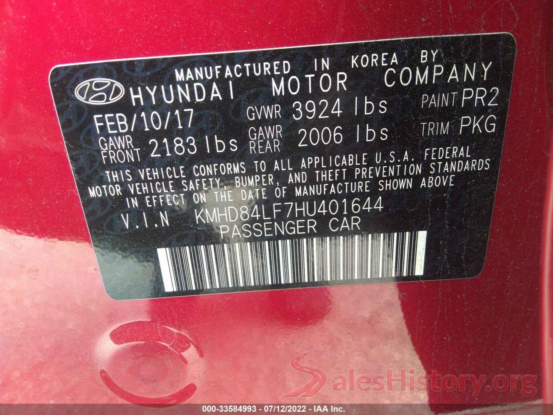 KMHD84LF7HU401644 2017 HYUNDAI ELANTRA