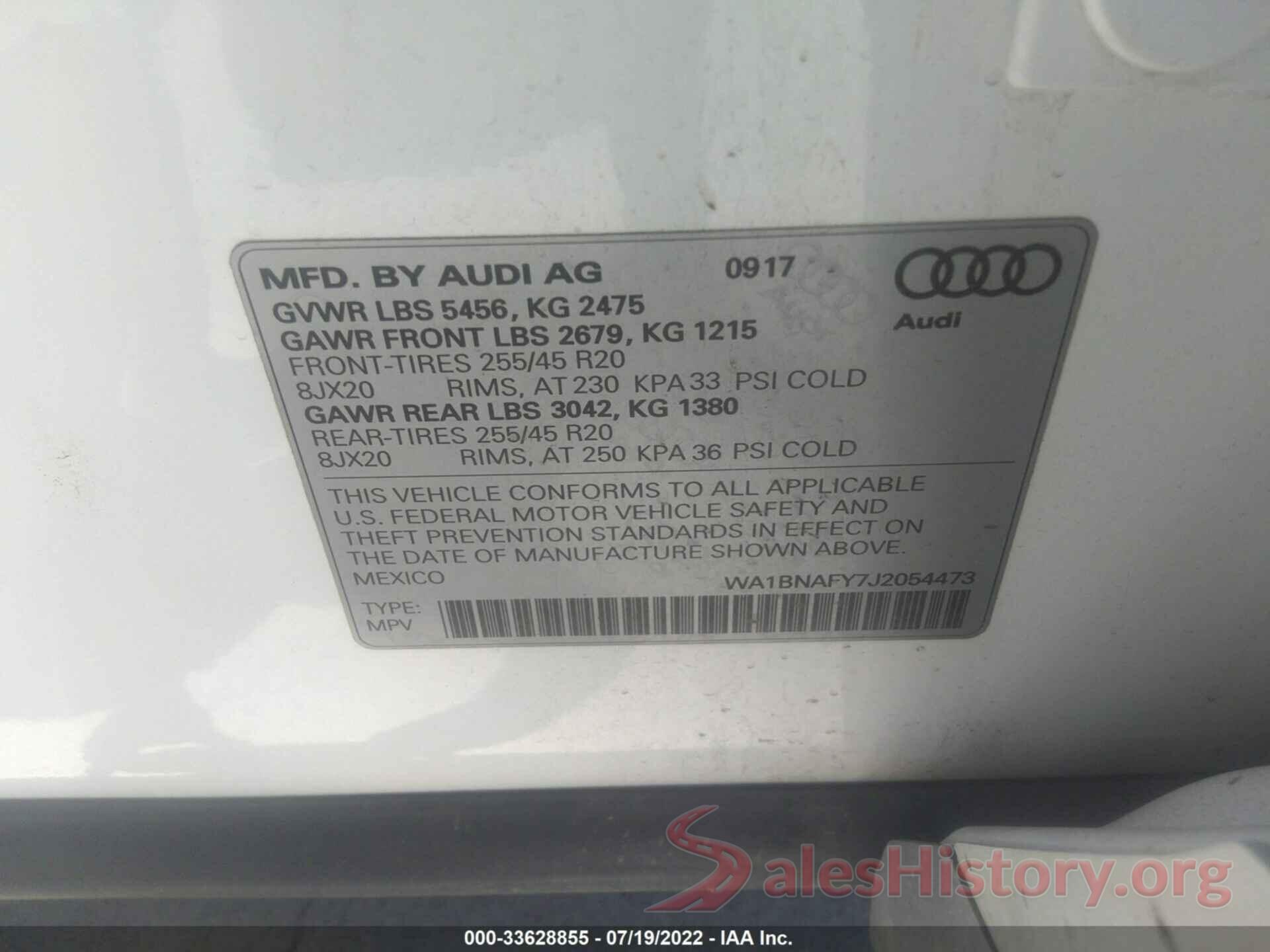 WA1BNAFY7J2054473 2018 AUDI Q5