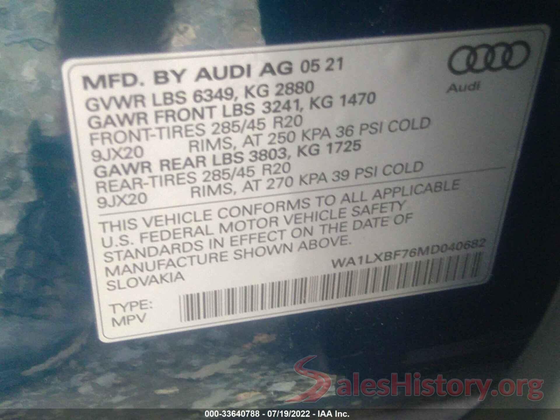 WA1LXBF76MD040682 2021 AUDI Q7