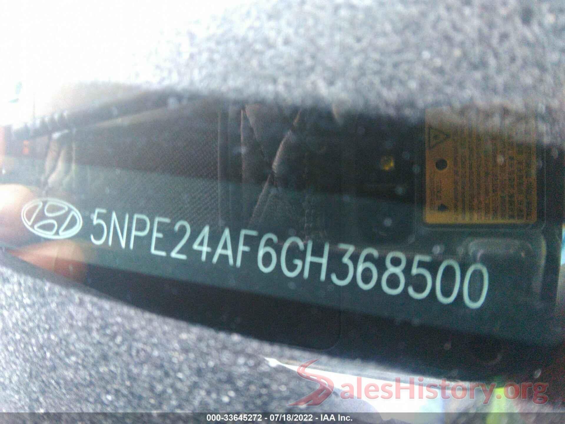 5NPE24AF6GH368500 2016 HYUNDAI SONATA