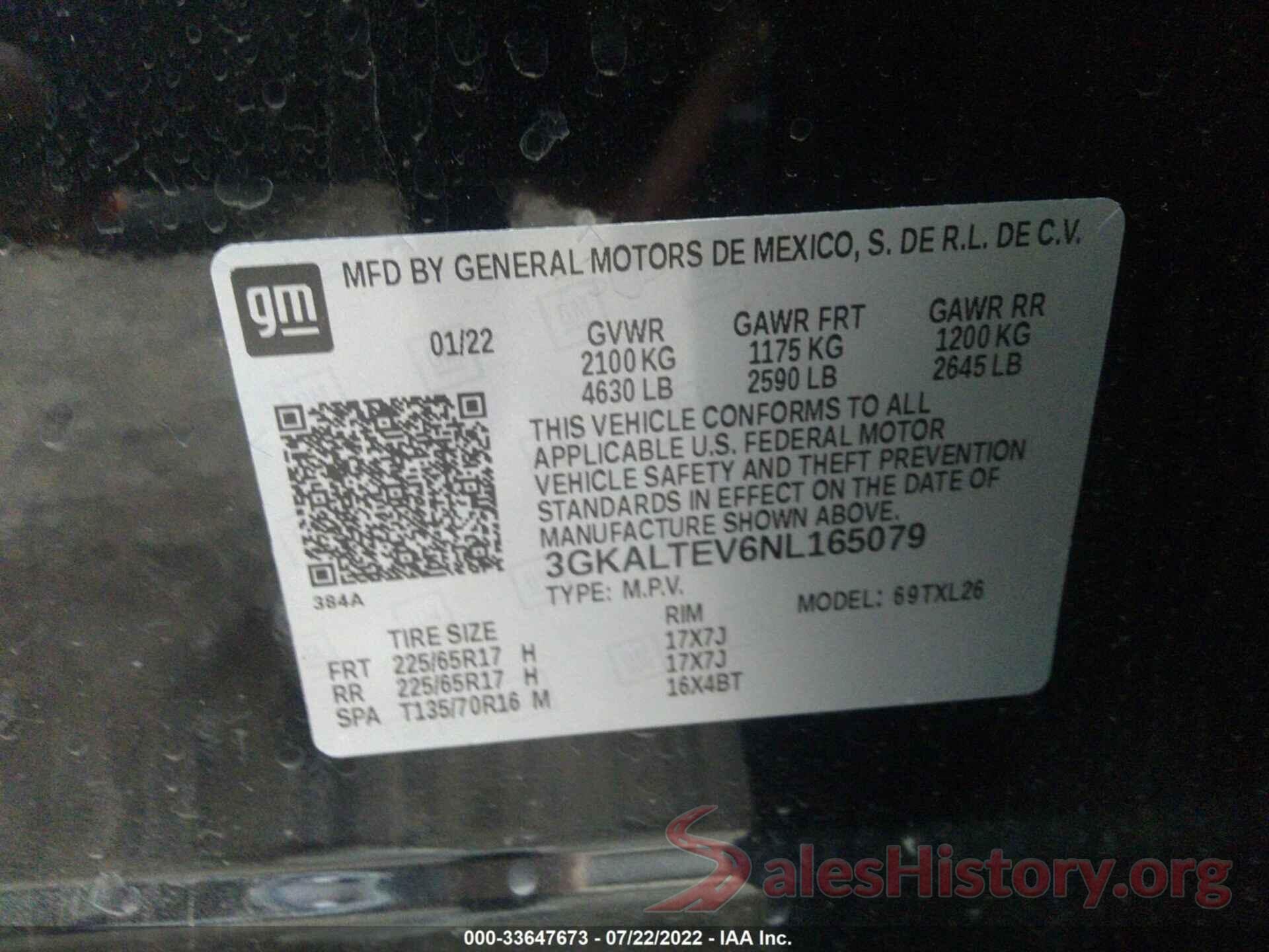 3GKALTEV6NL165079 2022 GMC TERRAIN