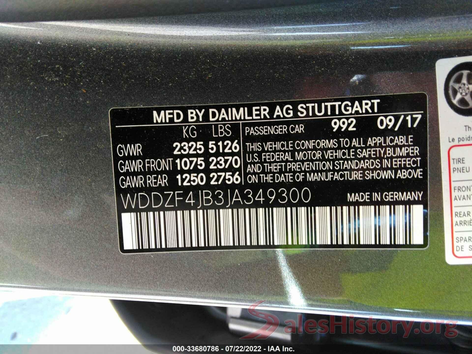 WDDZF4JB3JA349300 2018 MERCEDES-BENZ E-CLASS