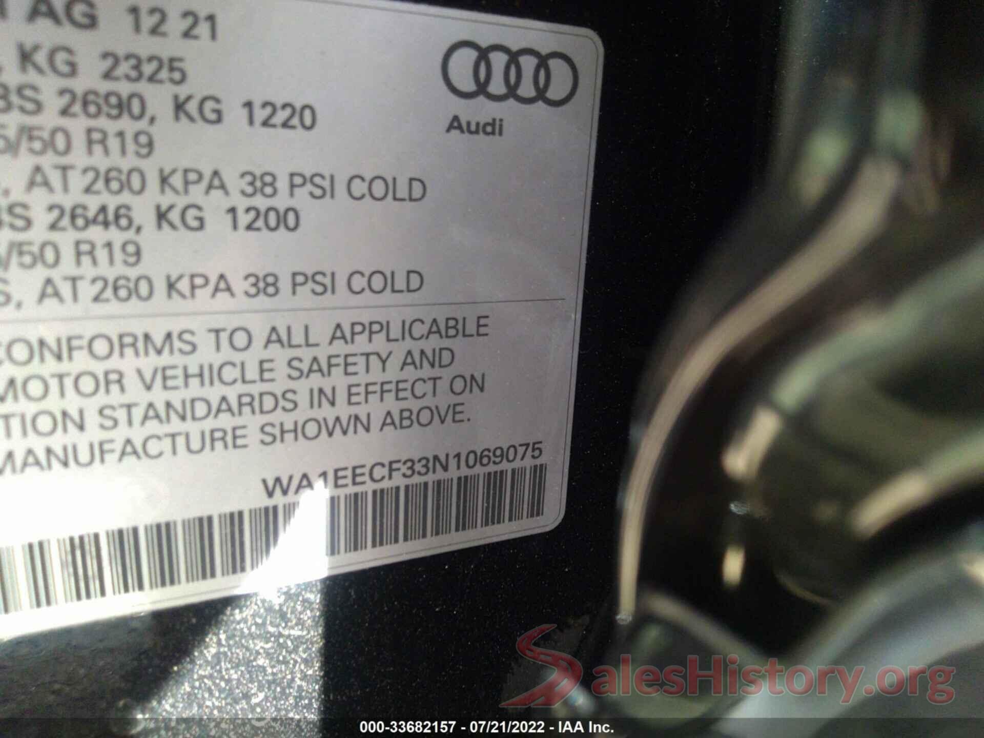 WA1EECF33N1069075 2022 AUDI Q3