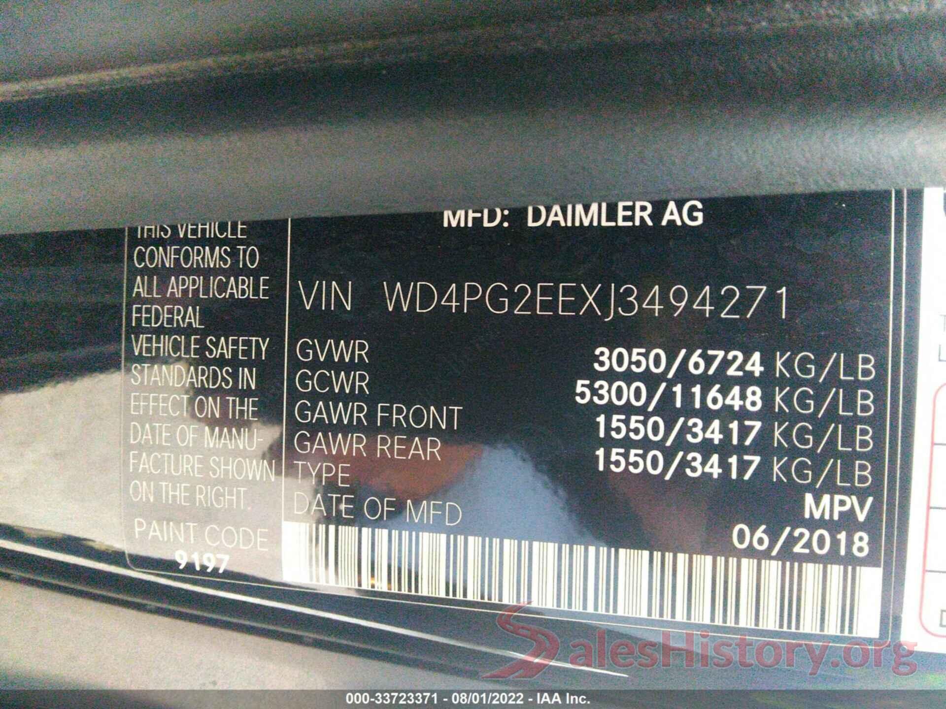 WD4PG2EEXJ3494271 2018 MERCEDES-BENZ METRIS PASSENGER VAN