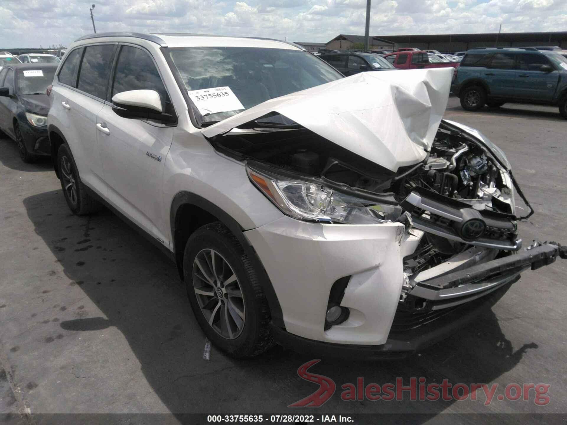 5TDJGRFH2KS058922 2019 TOYOTA HIGHLANDER