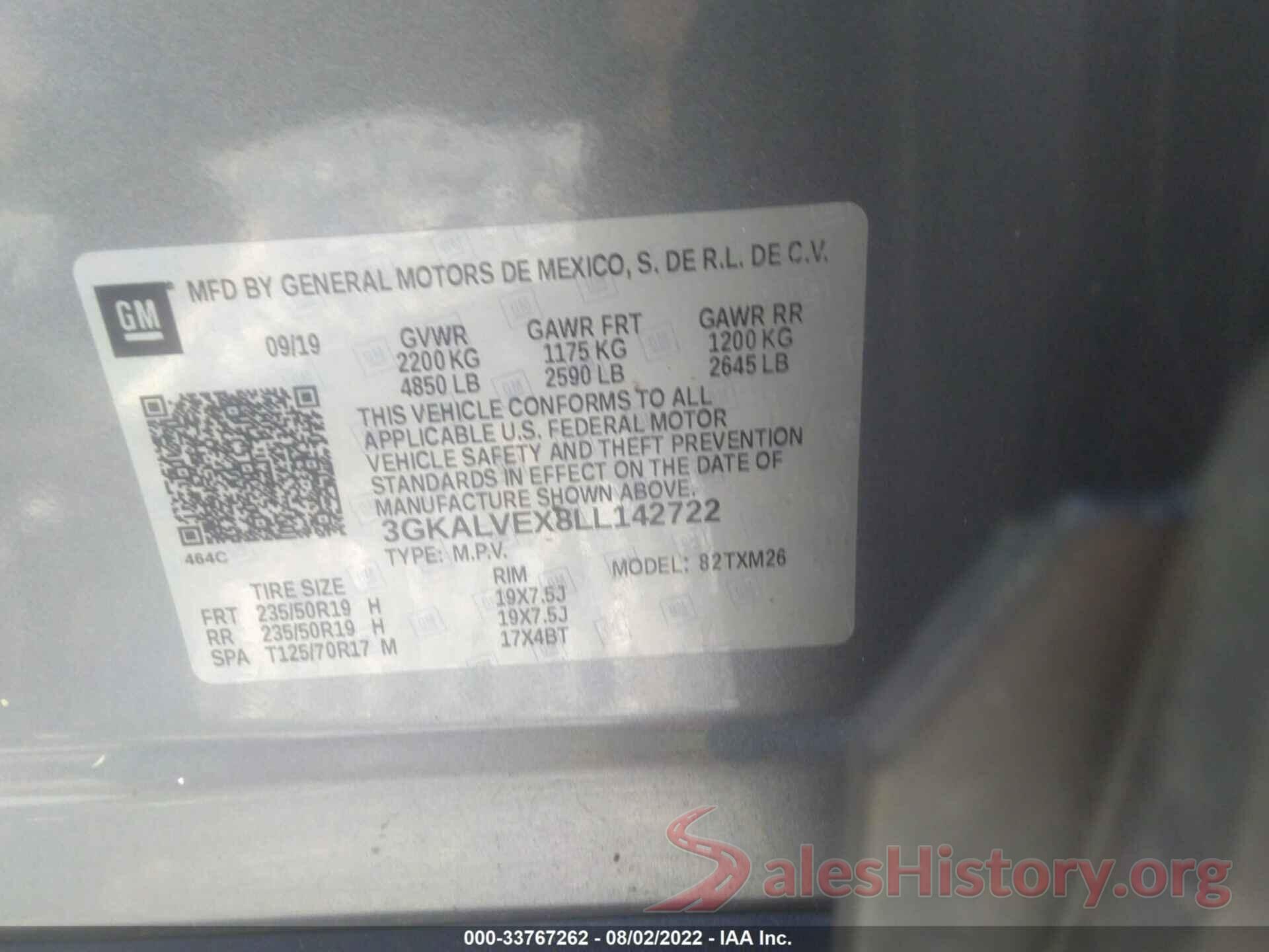 3GKALVEX8LL142722 2020 GMC TERRAIN