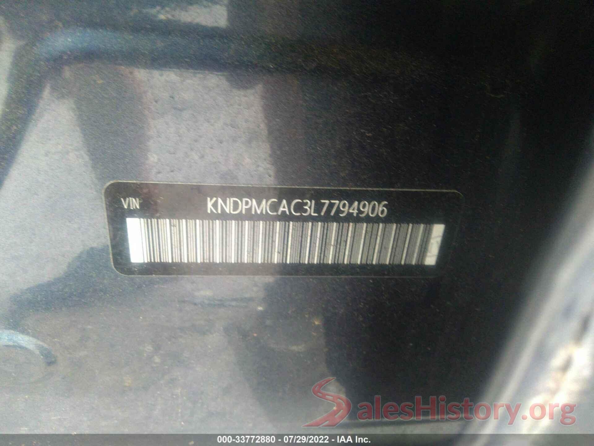 KNDPMCAC3L7794906 2020 KIA SPORTAGE