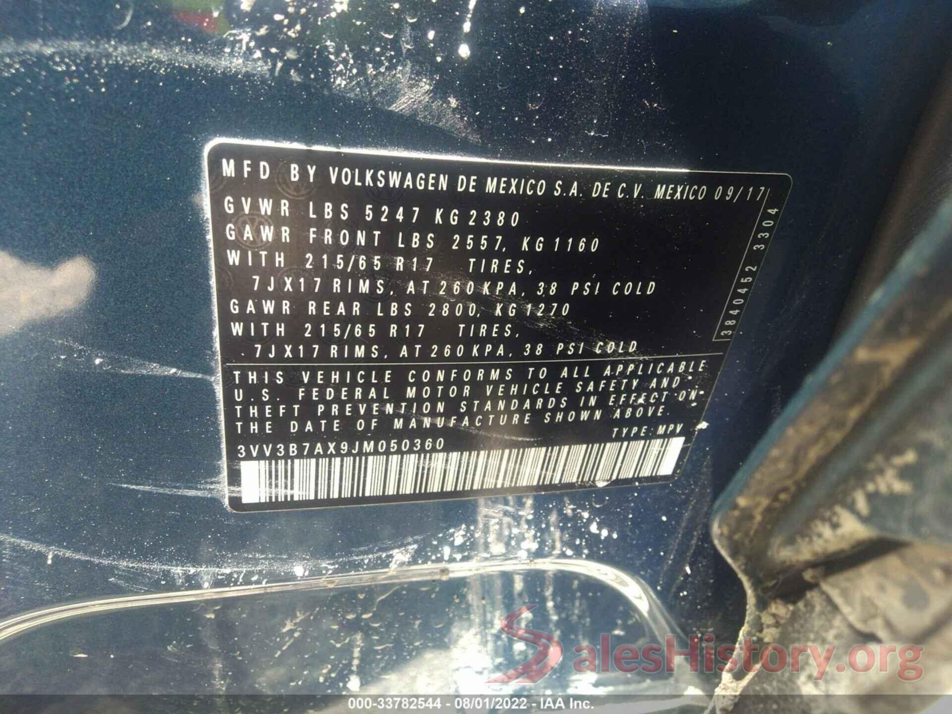 3VV3B7AX9JM050360 2018 VOLKSWAGEN TIGUAN