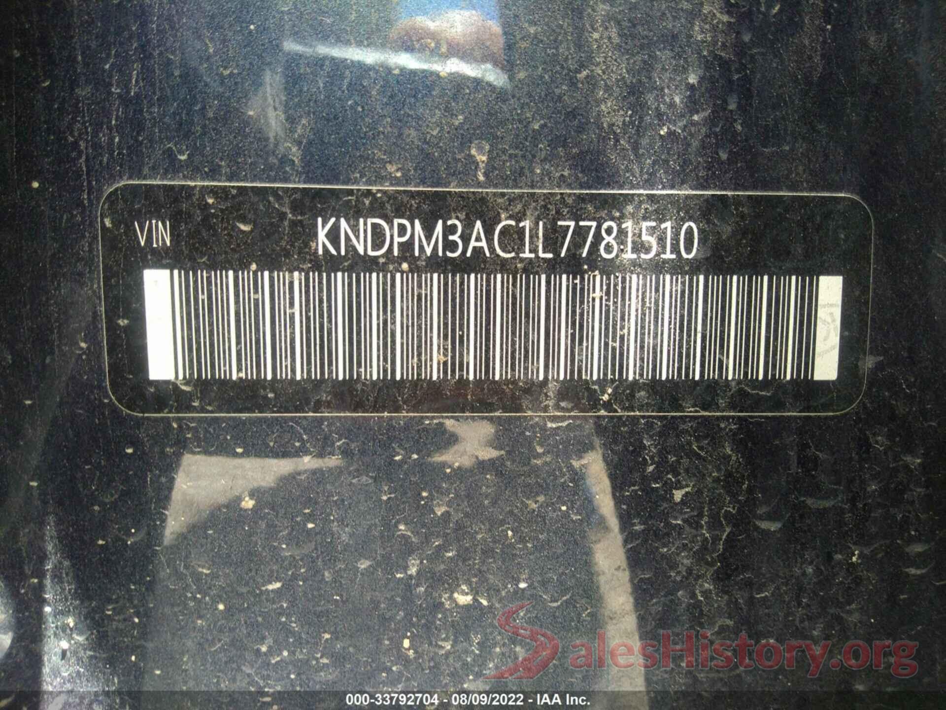 KNDPM3AC1L7781510 2020 KIA SPORTAGE