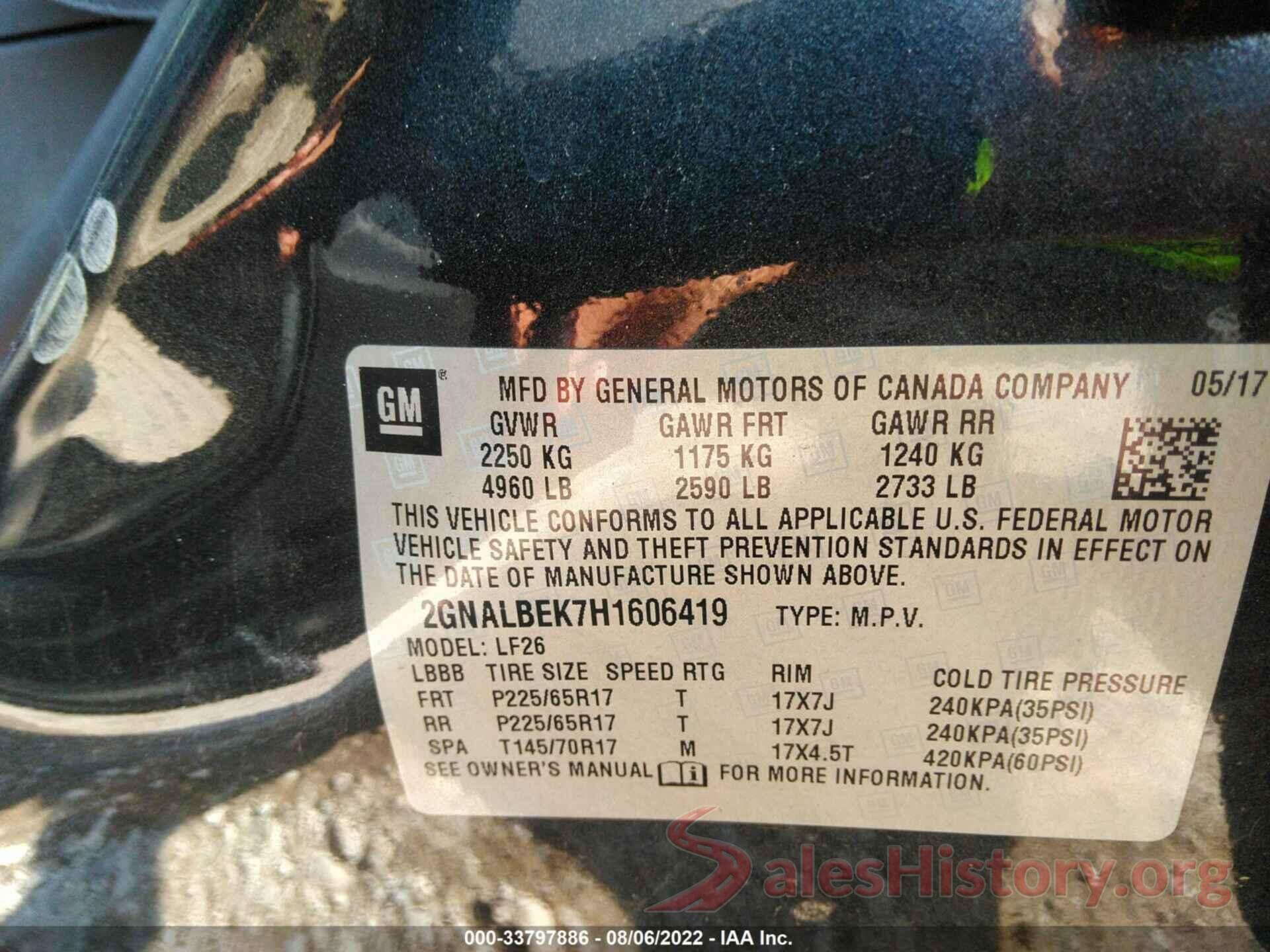 2GNALBEK7H1606419 2017 CHEVROLET EQUINOX