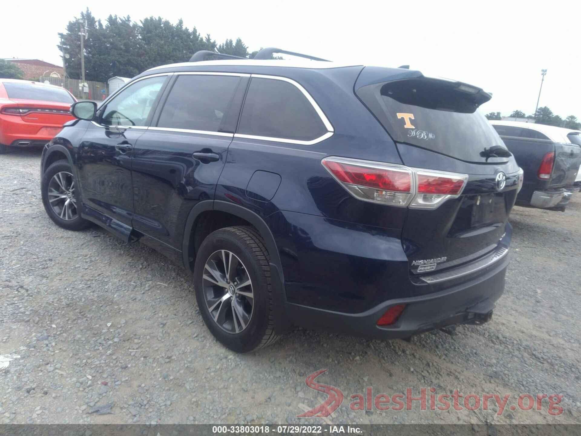 5TDJKRFH5GS344477 2016 TOYOTA HIGHLANDER