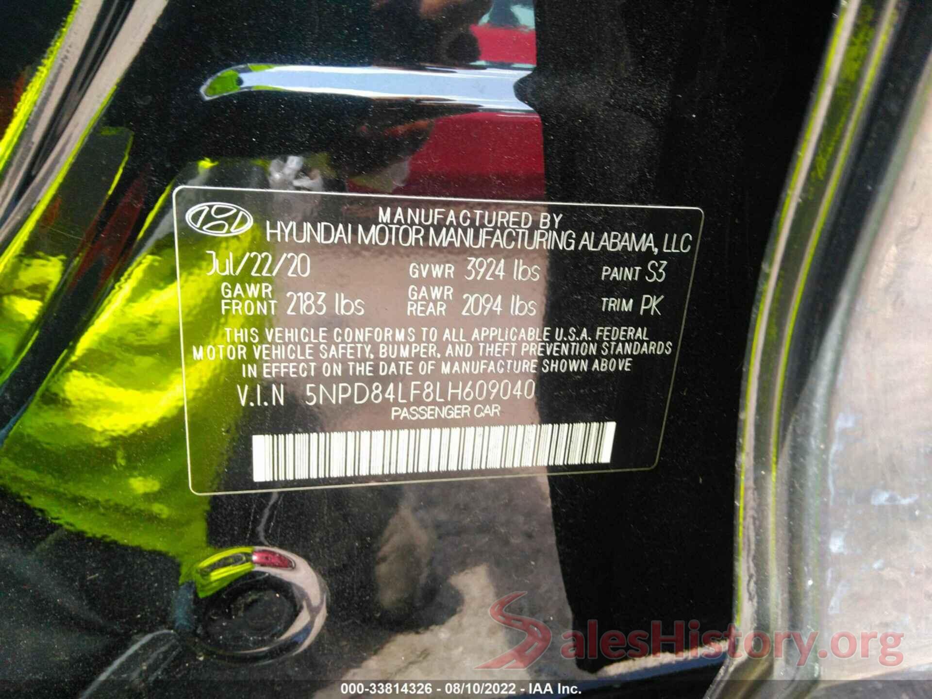 5NPD84LF8LH609040 2020 HYUNDAI ELANTRA