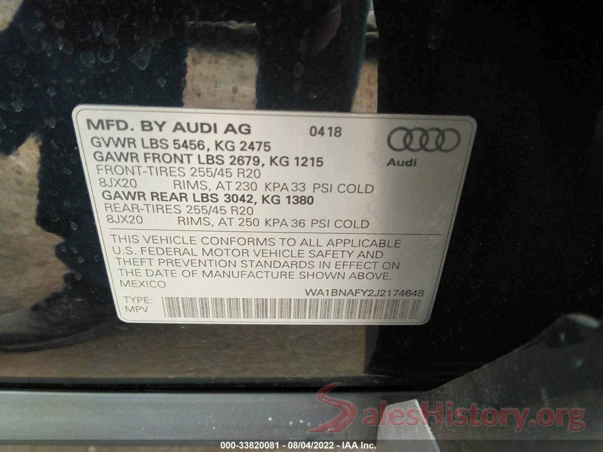 WA1BNAFY2J2174648 2018 AUDI Q5