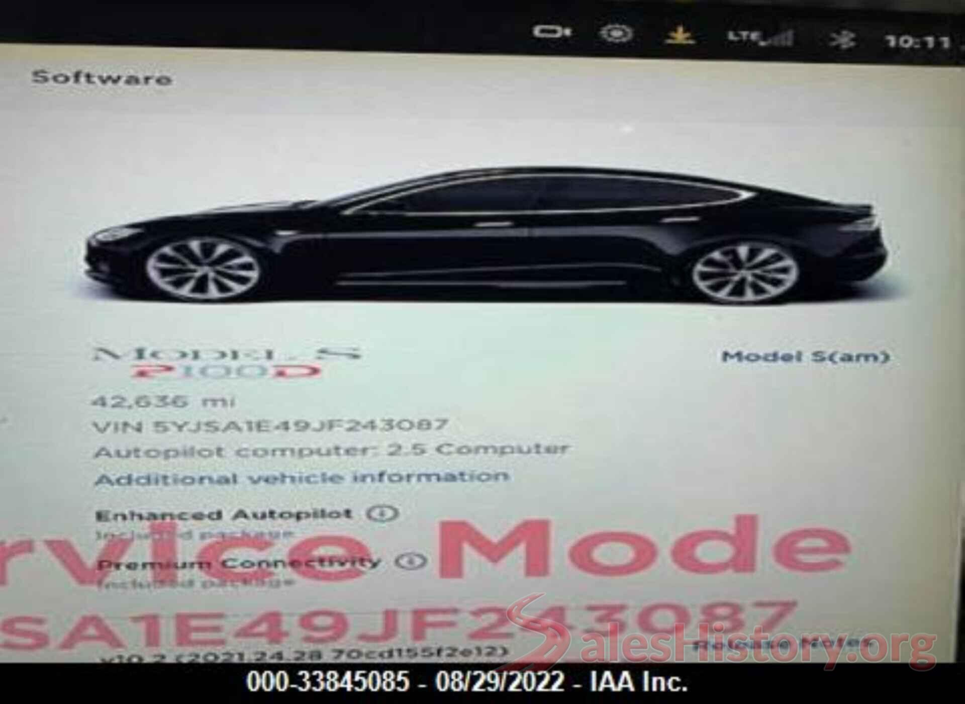 5YJSA1E49JF243087 2018 TESLA MODEL S