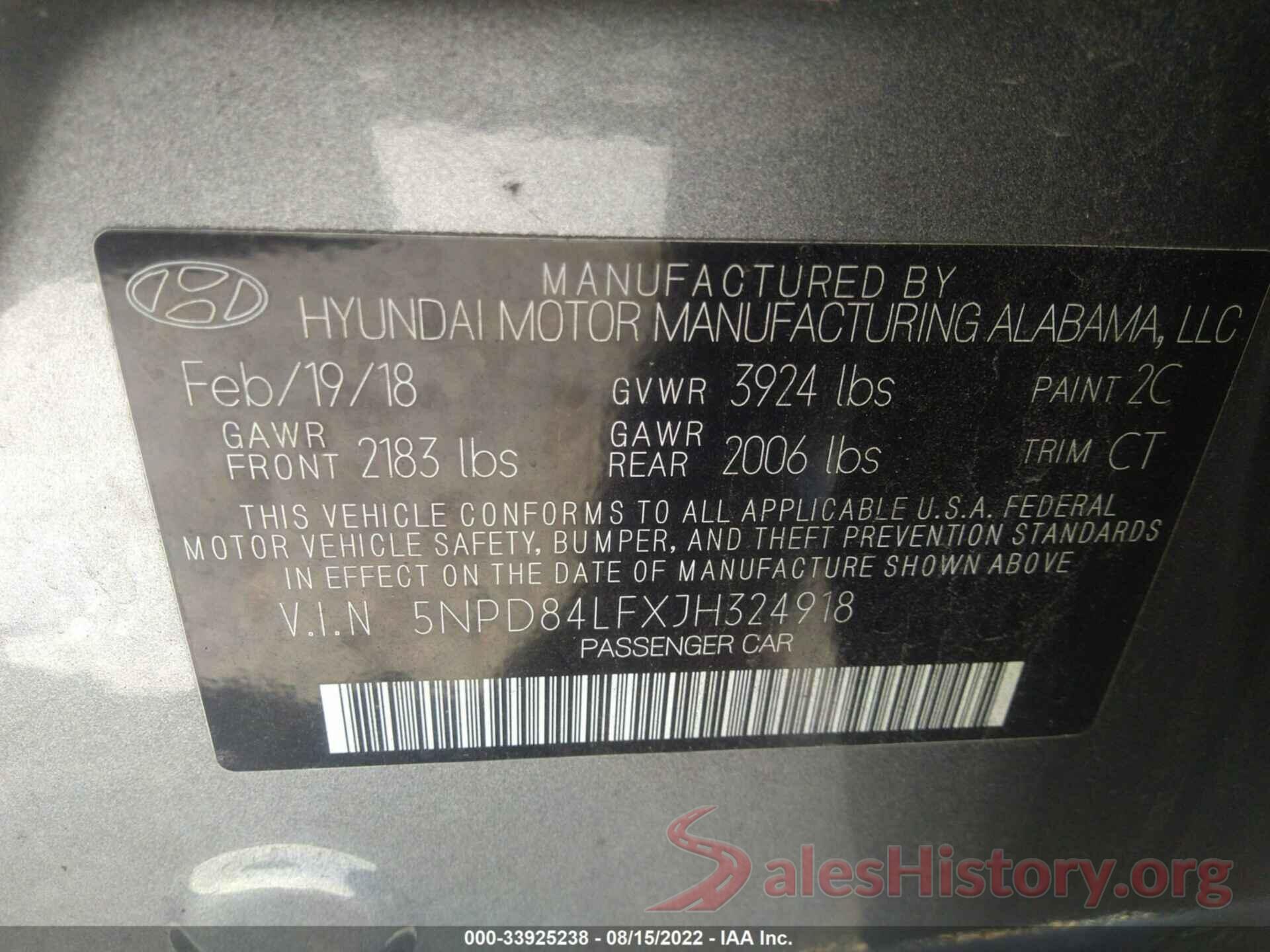 5NPD84LFXJH324918 2018 HYUNDAI ELANTRA