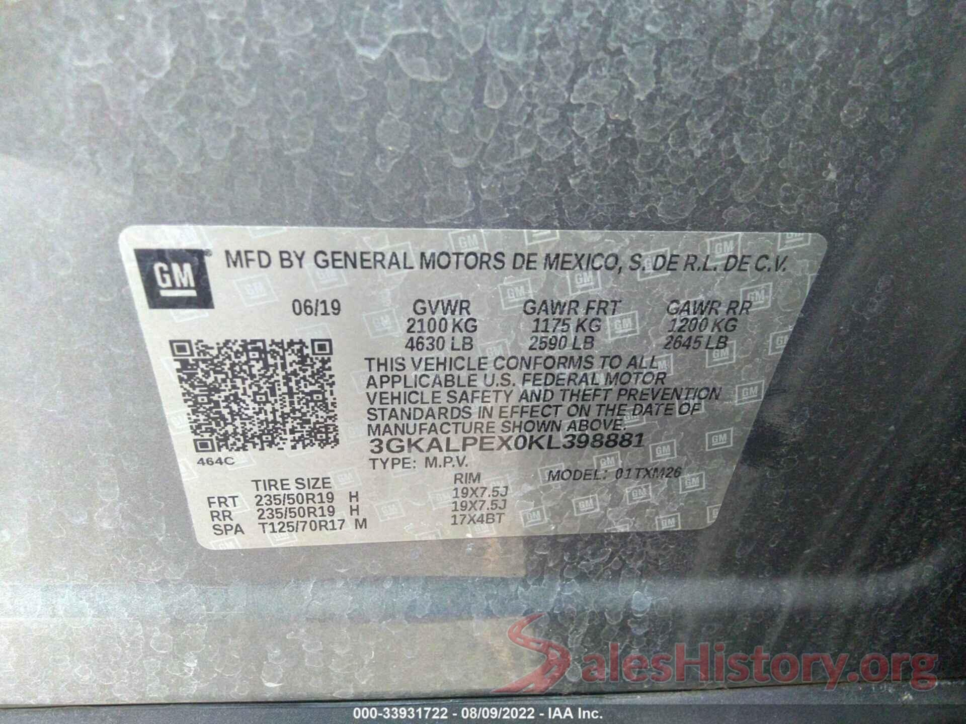 3GKALPEX0KL398881 2019 GMC TERRAIN