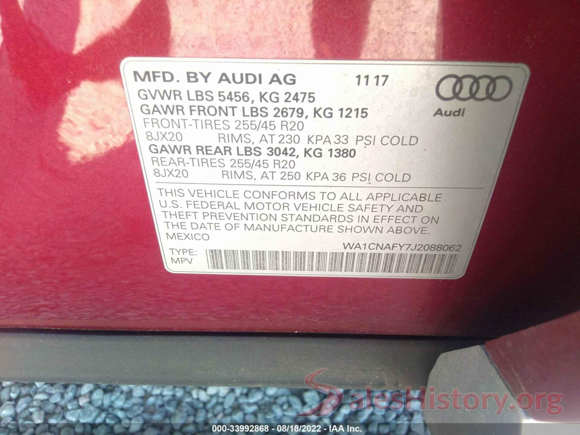 WA1CNAFY7J2088062 2018 AUDI Q5