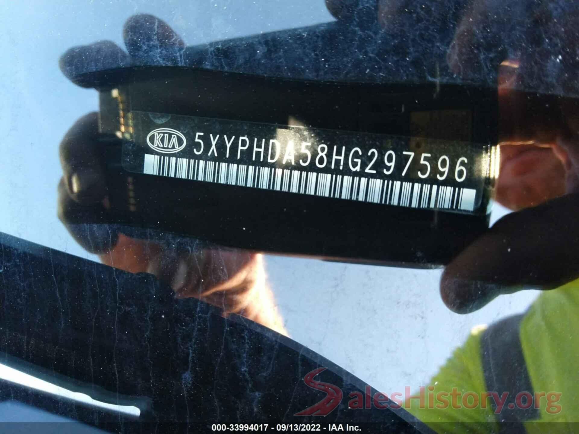 5XYPHDA58HG297596 2017 KIA SORENTO