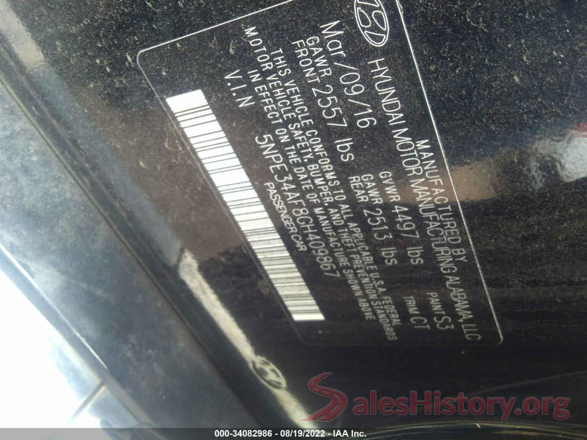 5NPE34AF8GH409867 2016 HYUNDAI SONATA