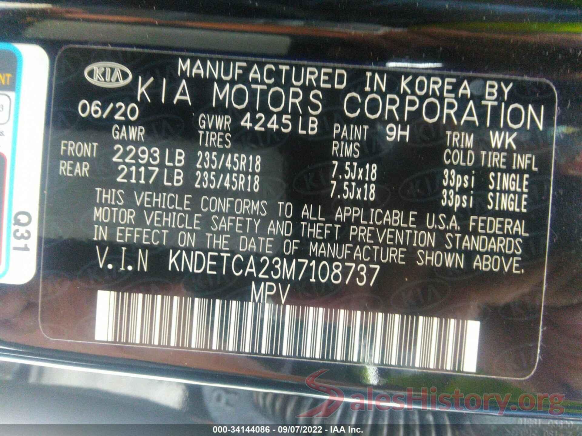 KNDETCA23M7108737 2021 KIA SELTOS