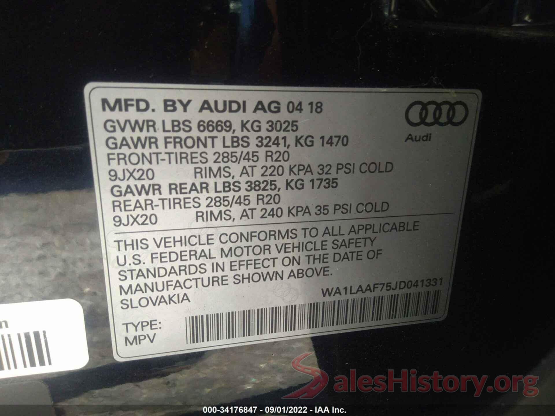 WA1LAAF75JD041331 2018 AUDI Q7