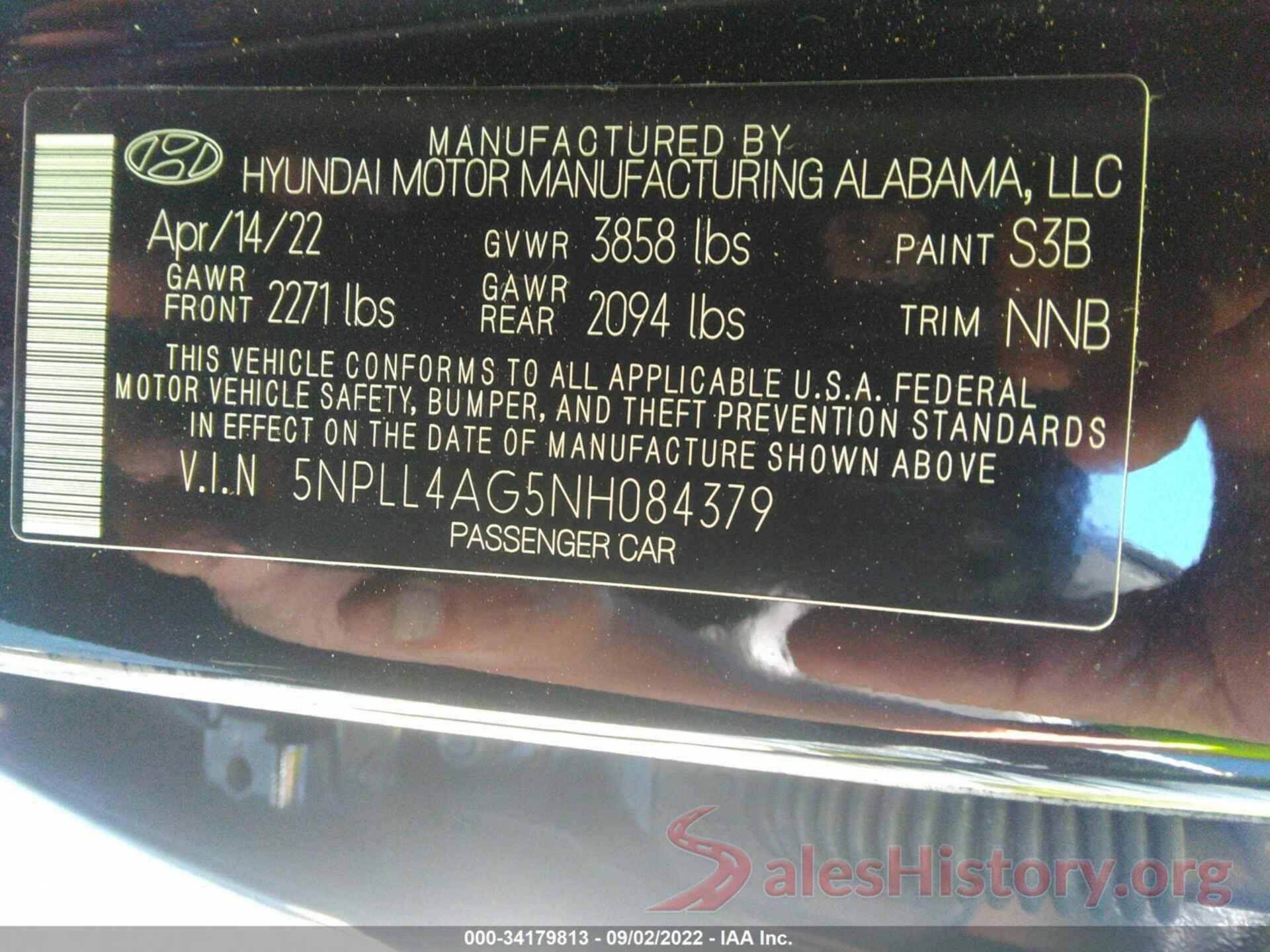 5NPLL4AG5NH084379 2022 HYUNDAI ELANTRA