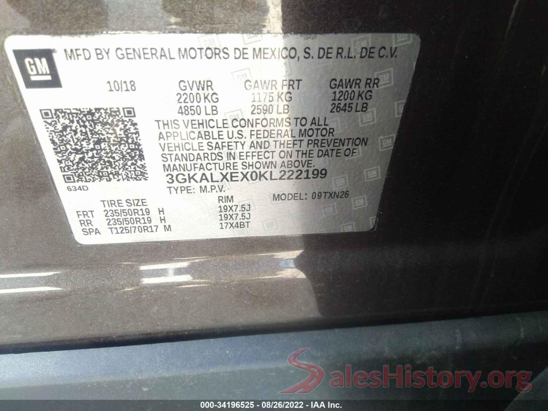 3GKALXEX0KL222199 2019 GMC TERRAIN