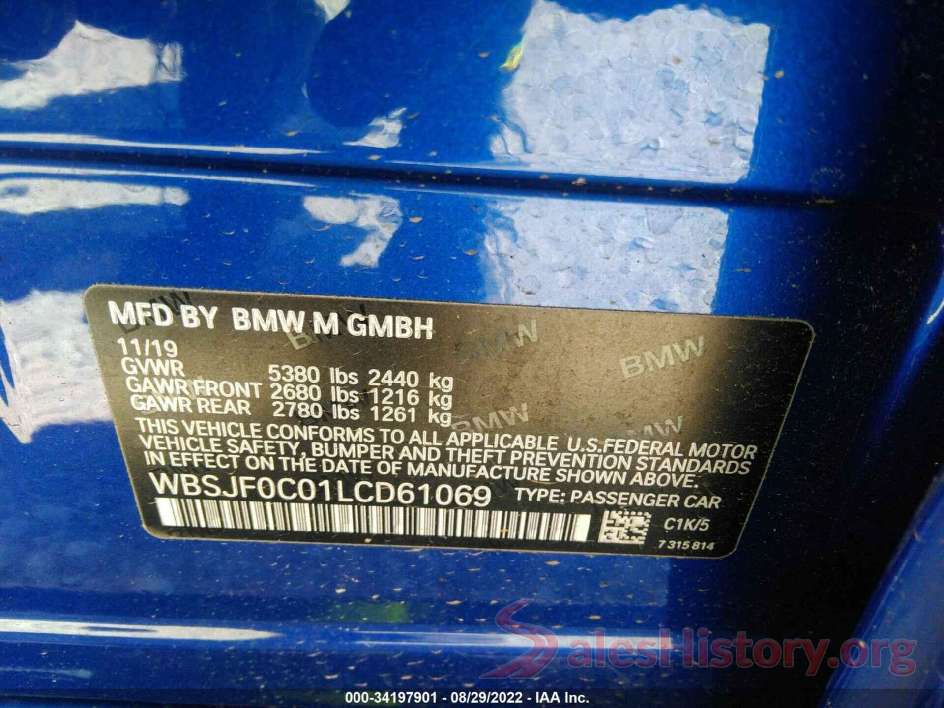 WBSJF0C01LCD61069 2020 BMW M5