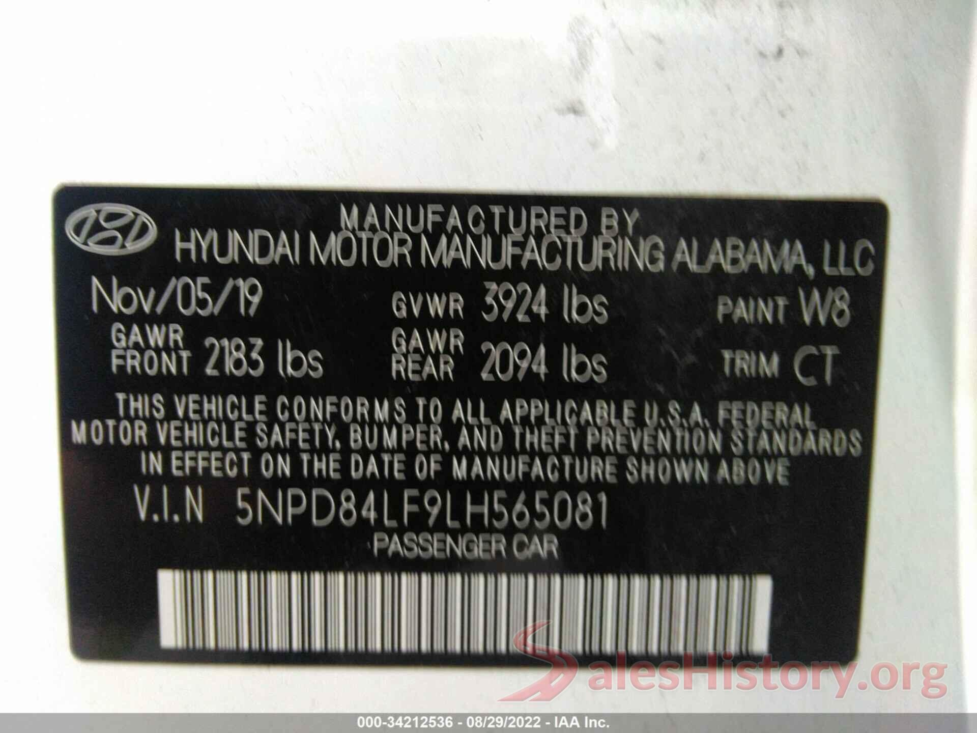 5NPD84LF9LH565081 2020 HYUNDAI ELANTRA