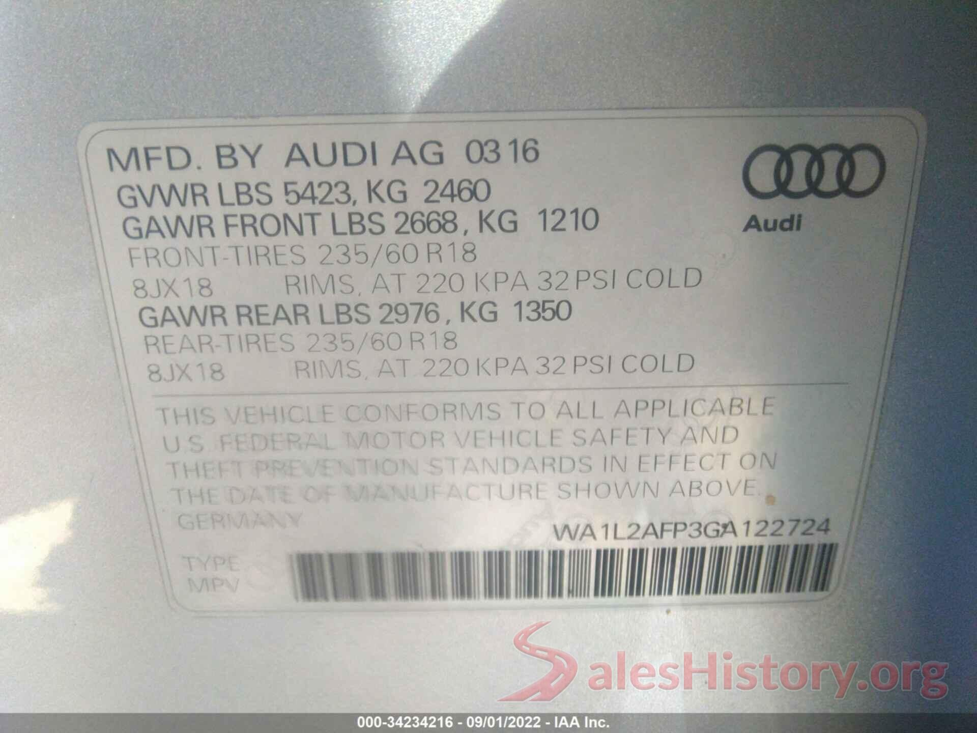 WA1L2AFP3GA122724 2016 AUDI Q5