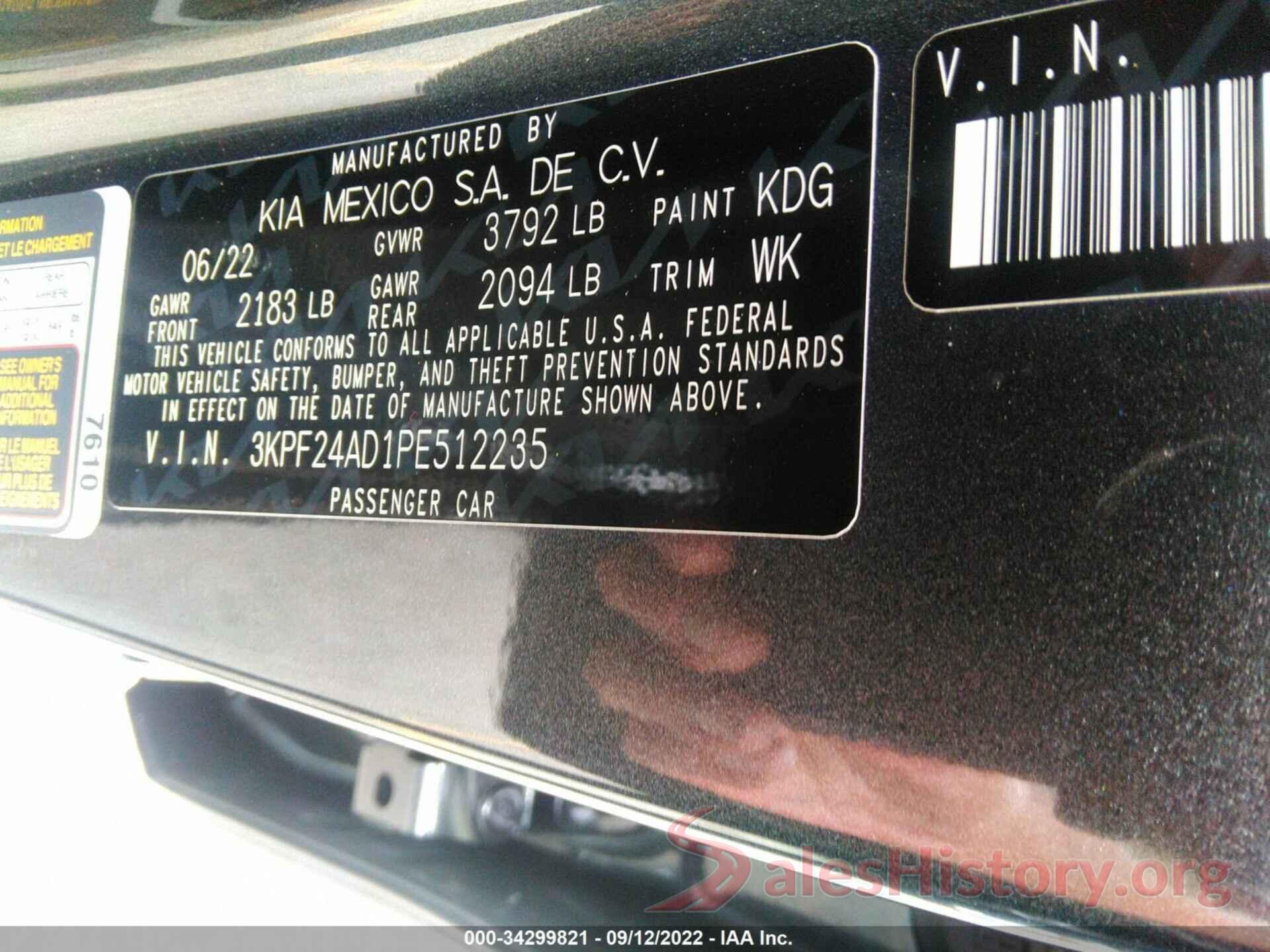 3KPF24AD1PE512235 2023 KIA FORTE