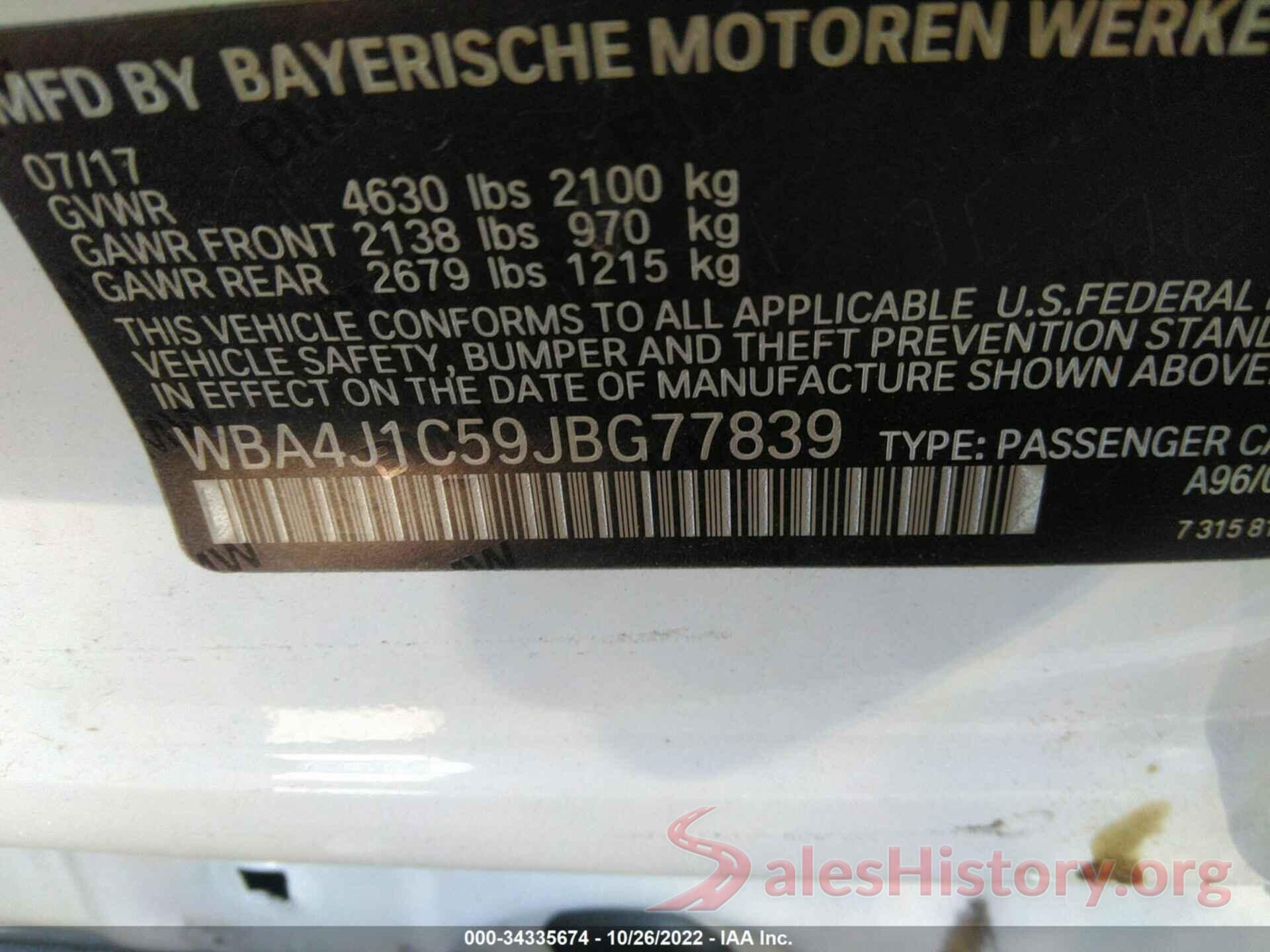 WBA4J1C59JBG77839 2018 BMW 4 SERIES