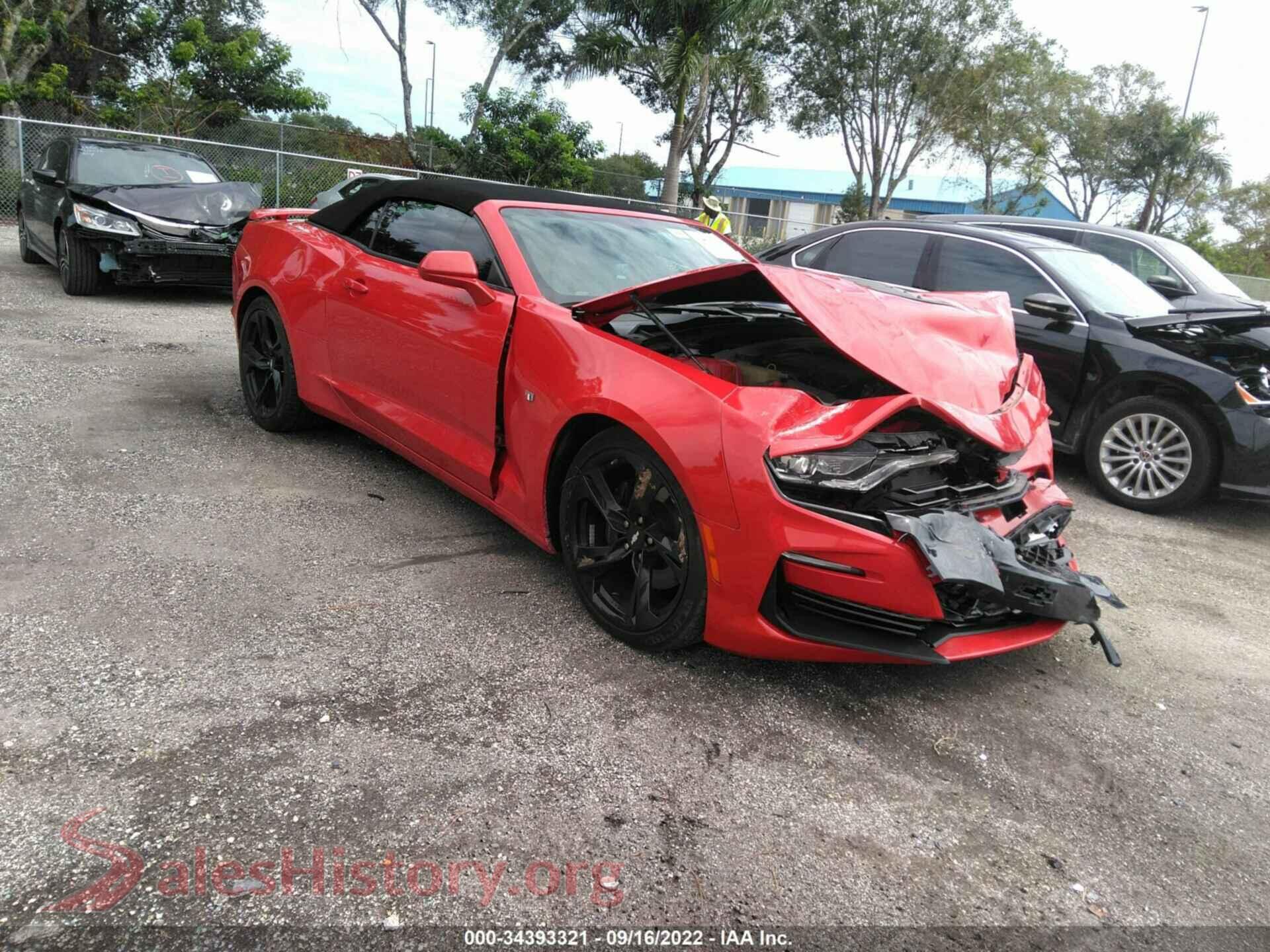 2019 CHEVROLET CAMARO VIN 1G1FH3D74K0134033, auction photo