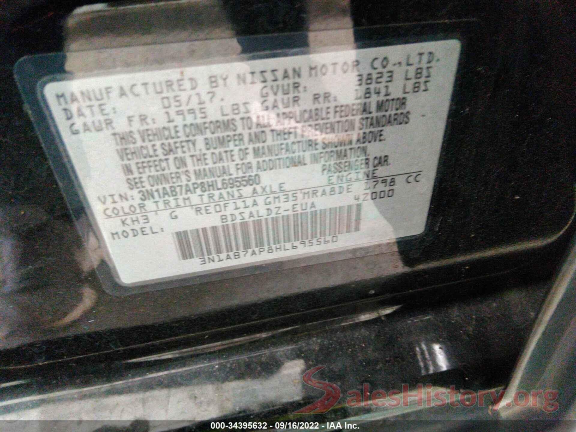 3N1AB7AP8HL695560 2017 NISSAN SENTRA