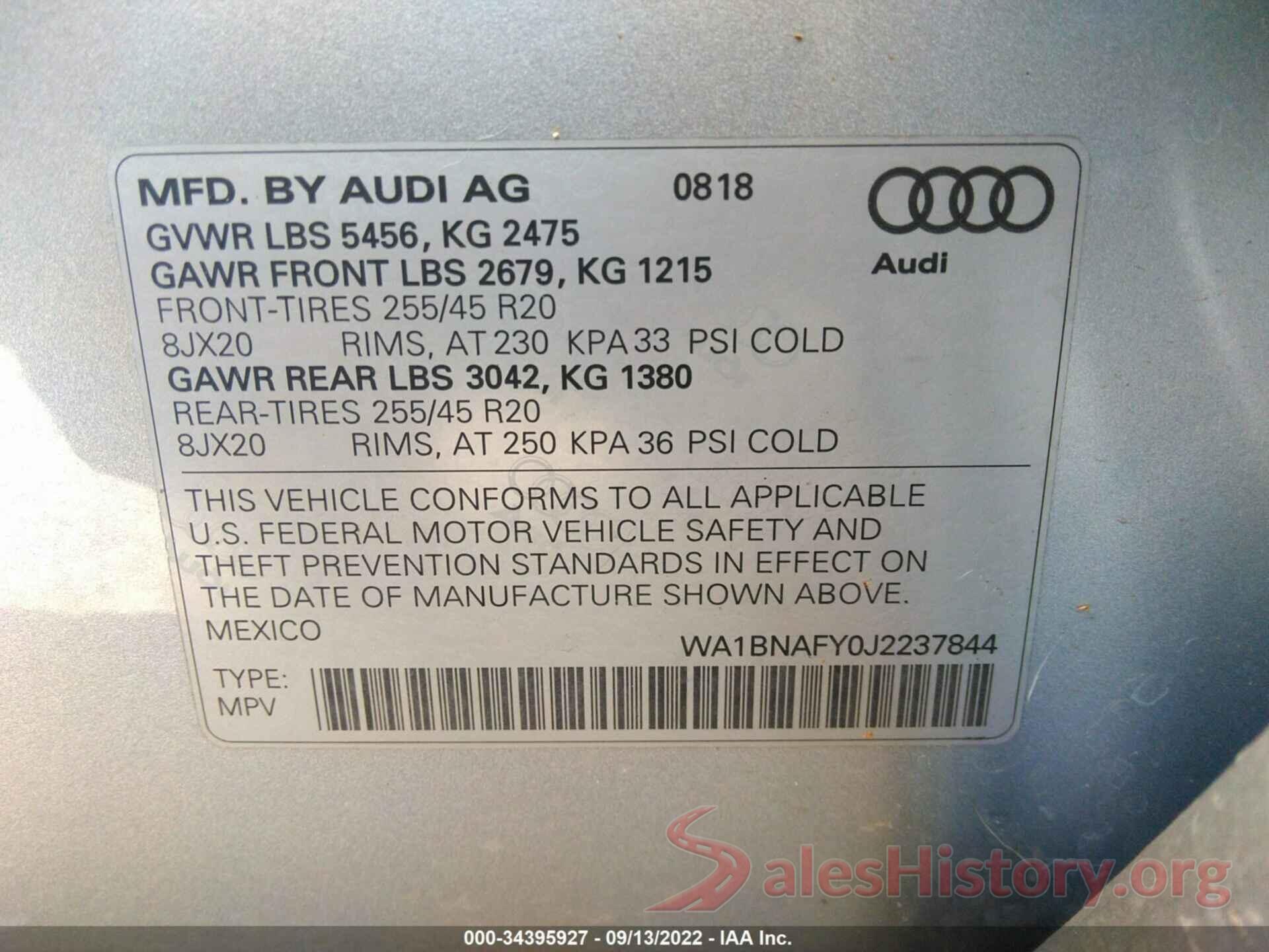 WA1BNAFY0J2237844 2018 AUDI Q5