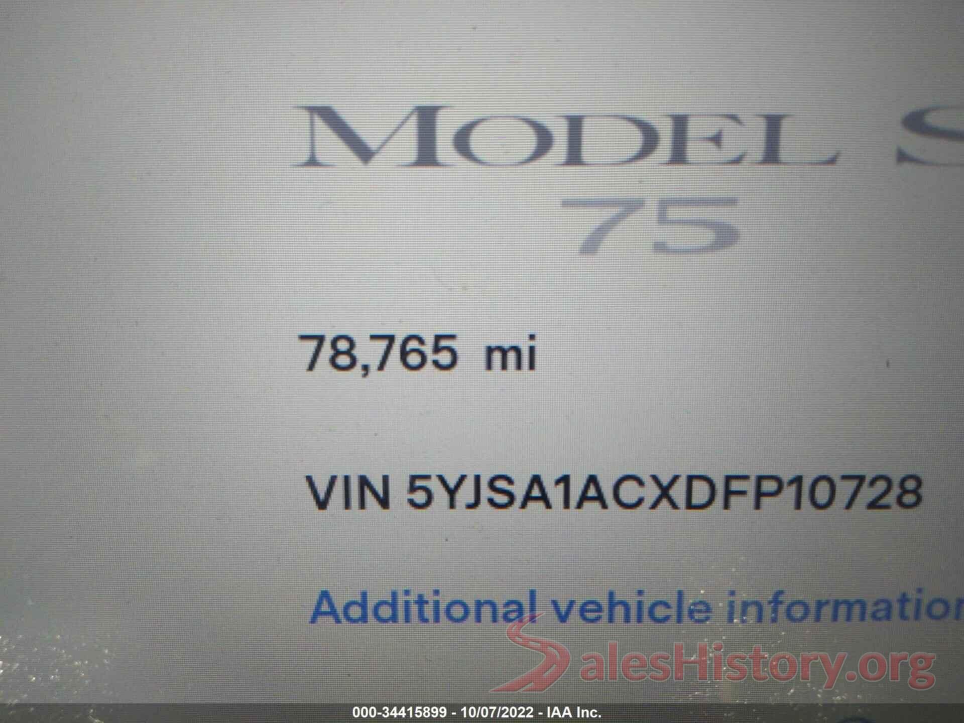 5YJSA1ACXDFP10728 2013 TESLA MODEL S