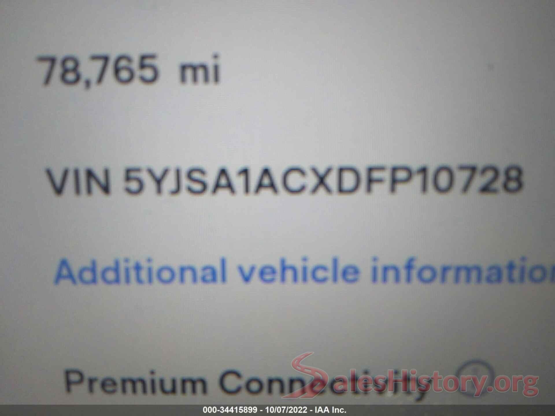 5YJSA1ACXDFP10728 2013 TESLA MODEL S