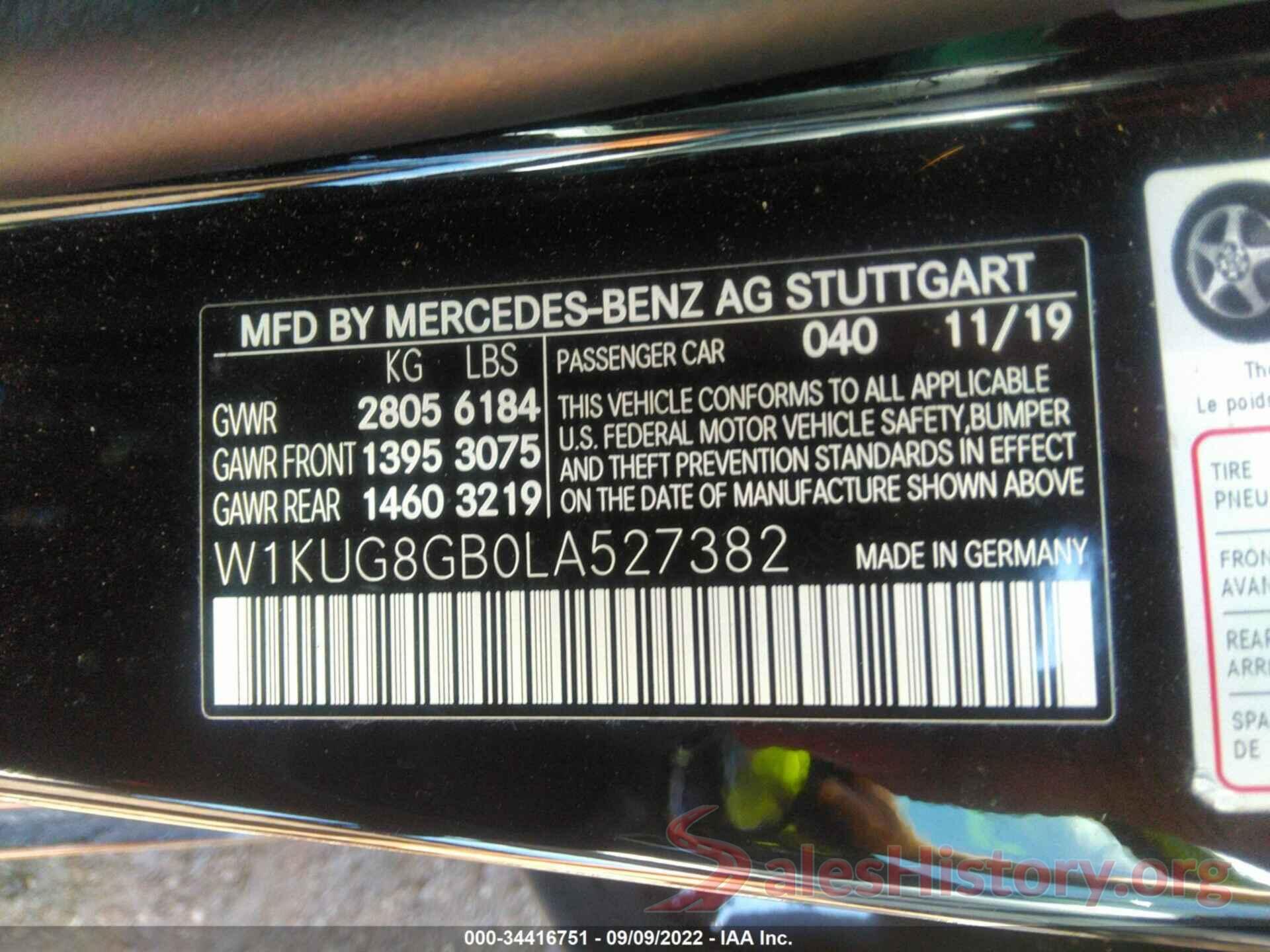 W1KUG8GB0LA527382 2020 MERCEDES-BENZ S-CLASS